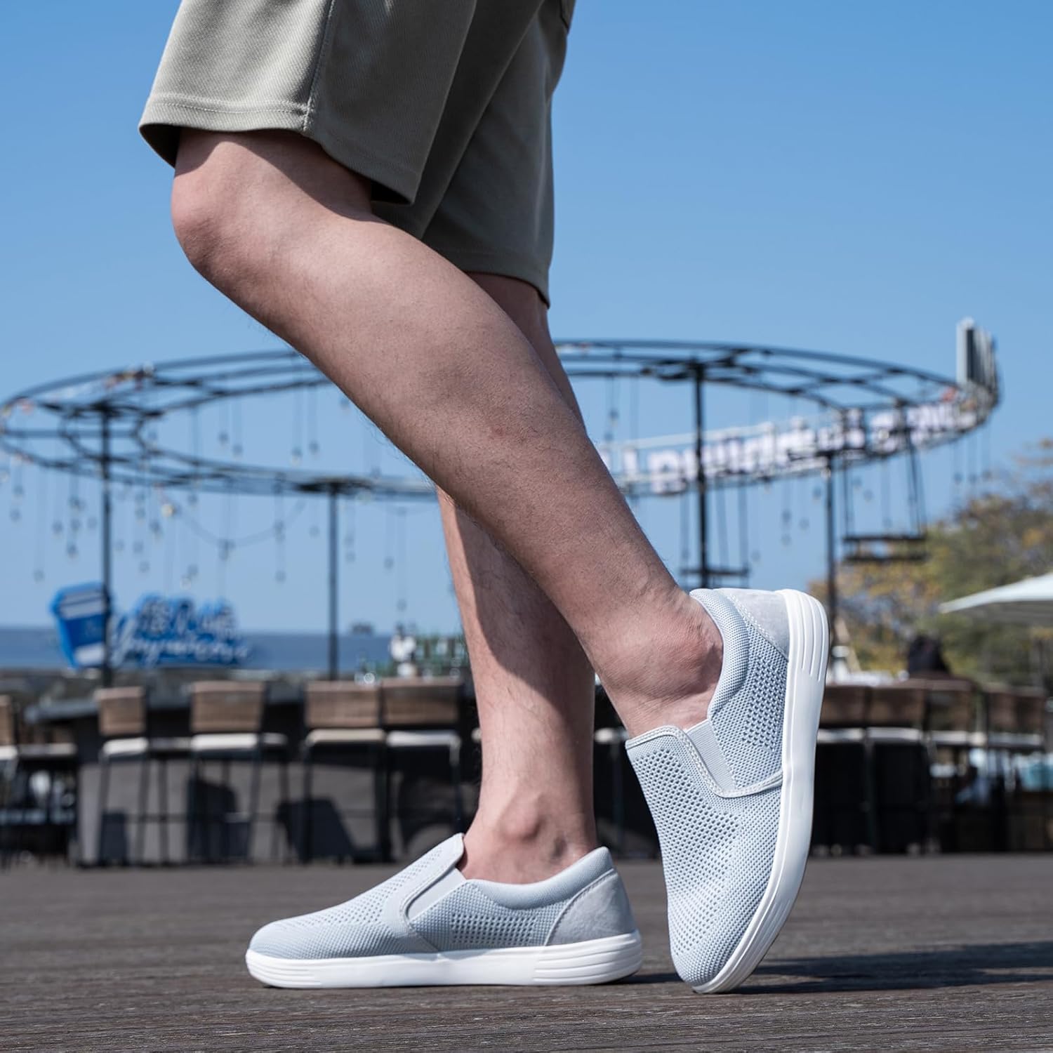 Detalle de konhill Herren Slip On Schuhe Trainers – Casual Atmungsaktiv Mesh Walking Schuhe