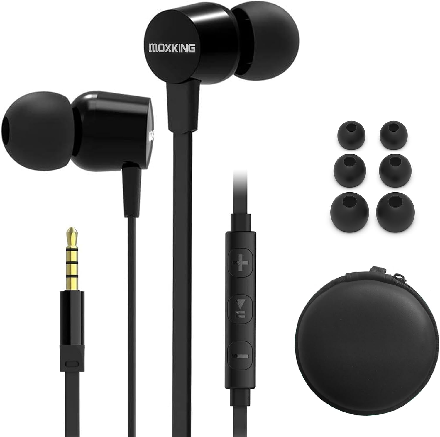 Detalle de MOXKING Wired Tangle Free Earphones for Small Ears – Lightweight, Comfortable with Inline Mic and Volume Control