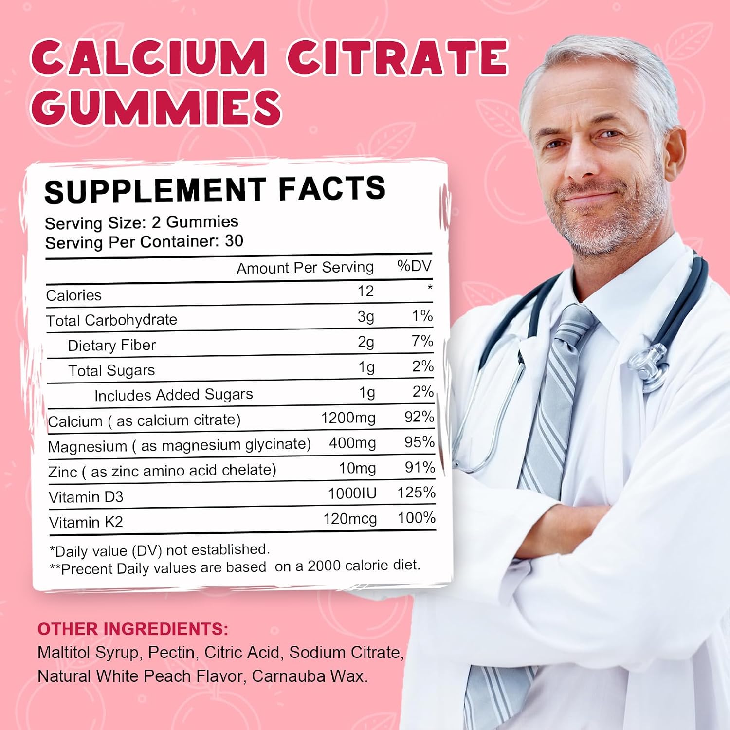 Thumbnail 5 de LUCNVEM Calcium Citrate Gummies, Peach Flavor with Vitamins D3 and K2