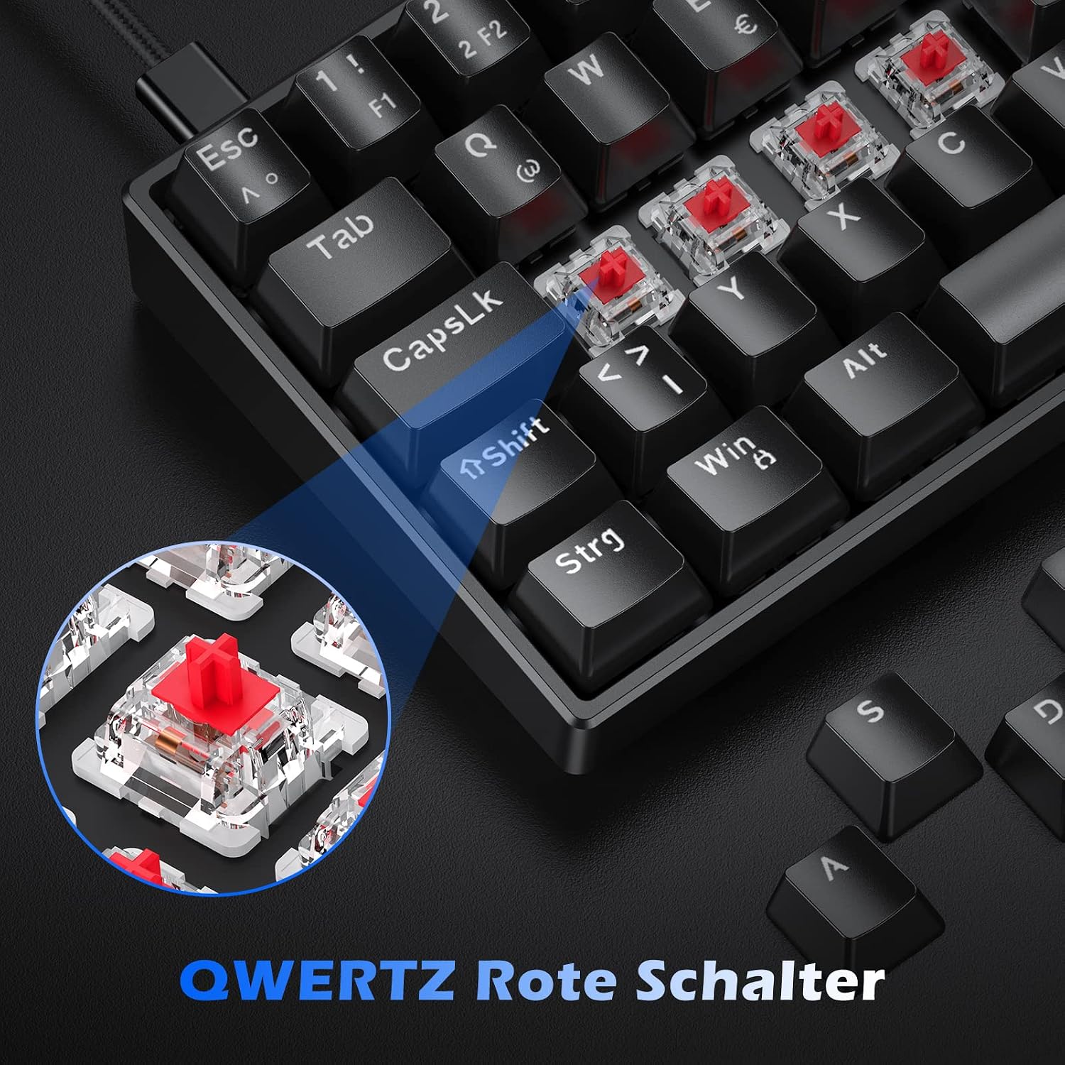 Detalle de TECURS Mechanische Gaming Tastatur 61 Tasten ⌨