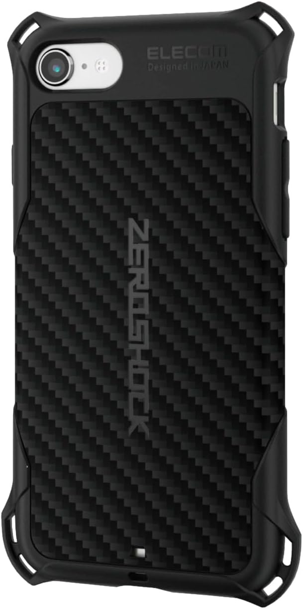 Detalle de エレコム PMWA22SZEROGBK ZEROSHOCK iPhone SE(第3世代)用耐衝撃ケース TPU・四隅エアクッション・カーボン調グリップ