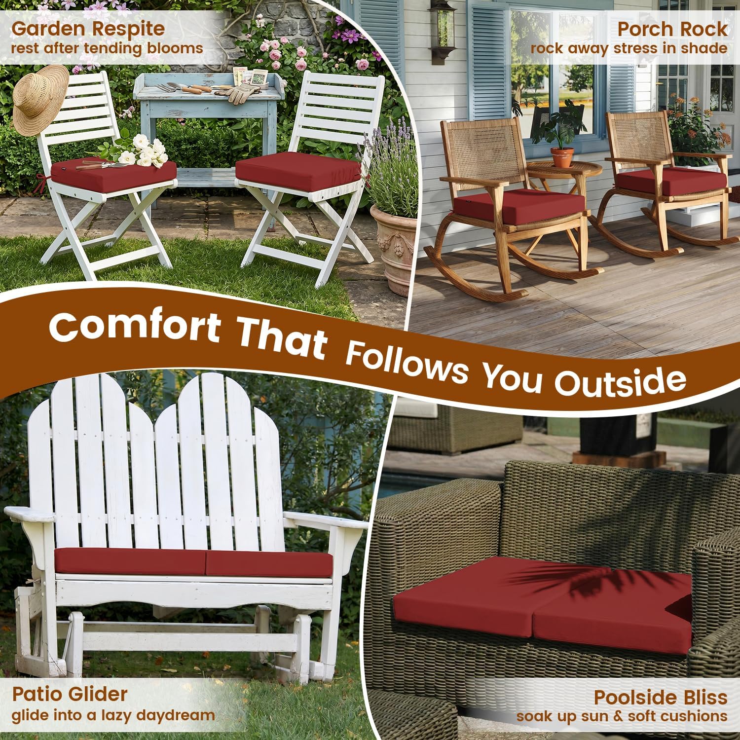Detalle 2 de Favoyard Patio Chair Cushions 19 x 19 x 3 Inches
