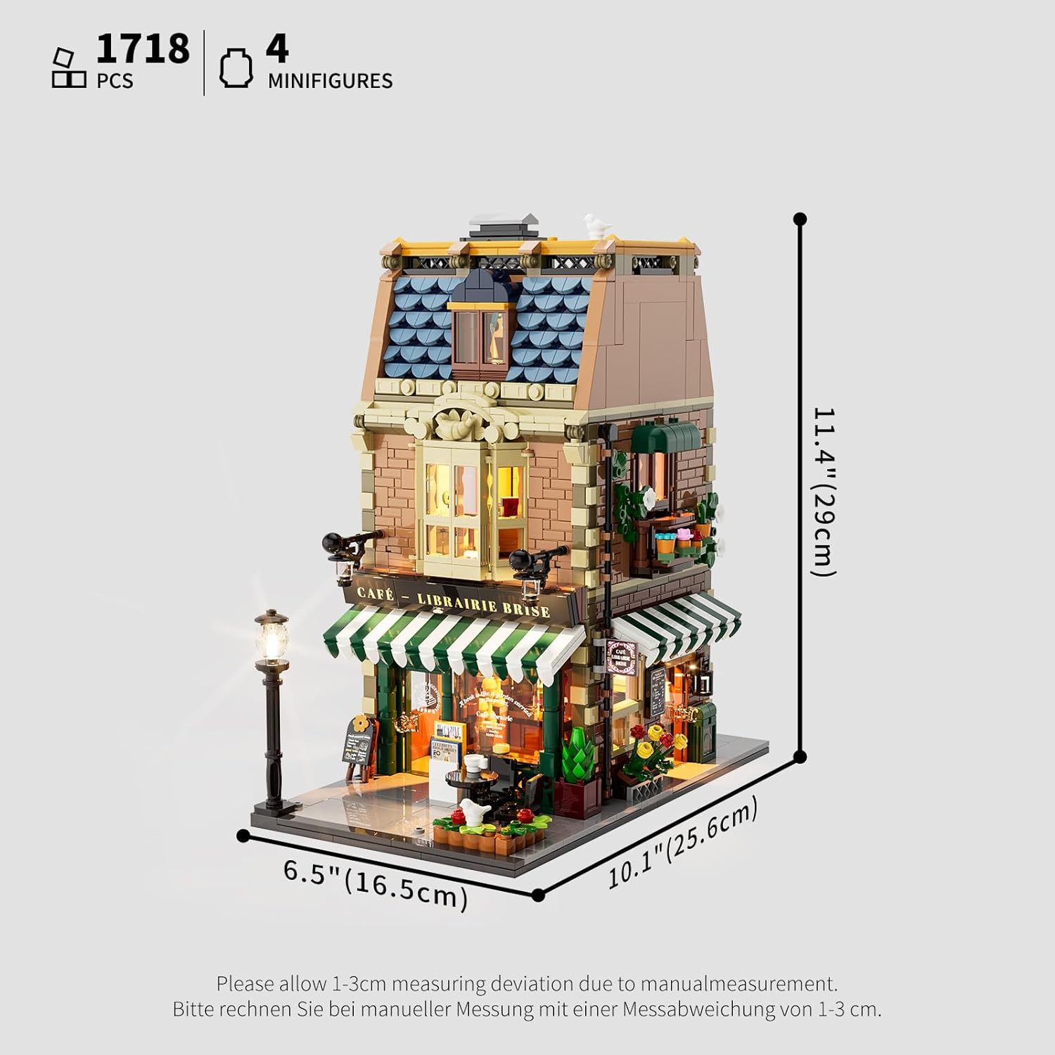 Thumbnail 6 de FUNWHOLE Book-Cafe Lighting Building-Bricks Set (1718 pcs) — City Town Coffee House LED Modular Model