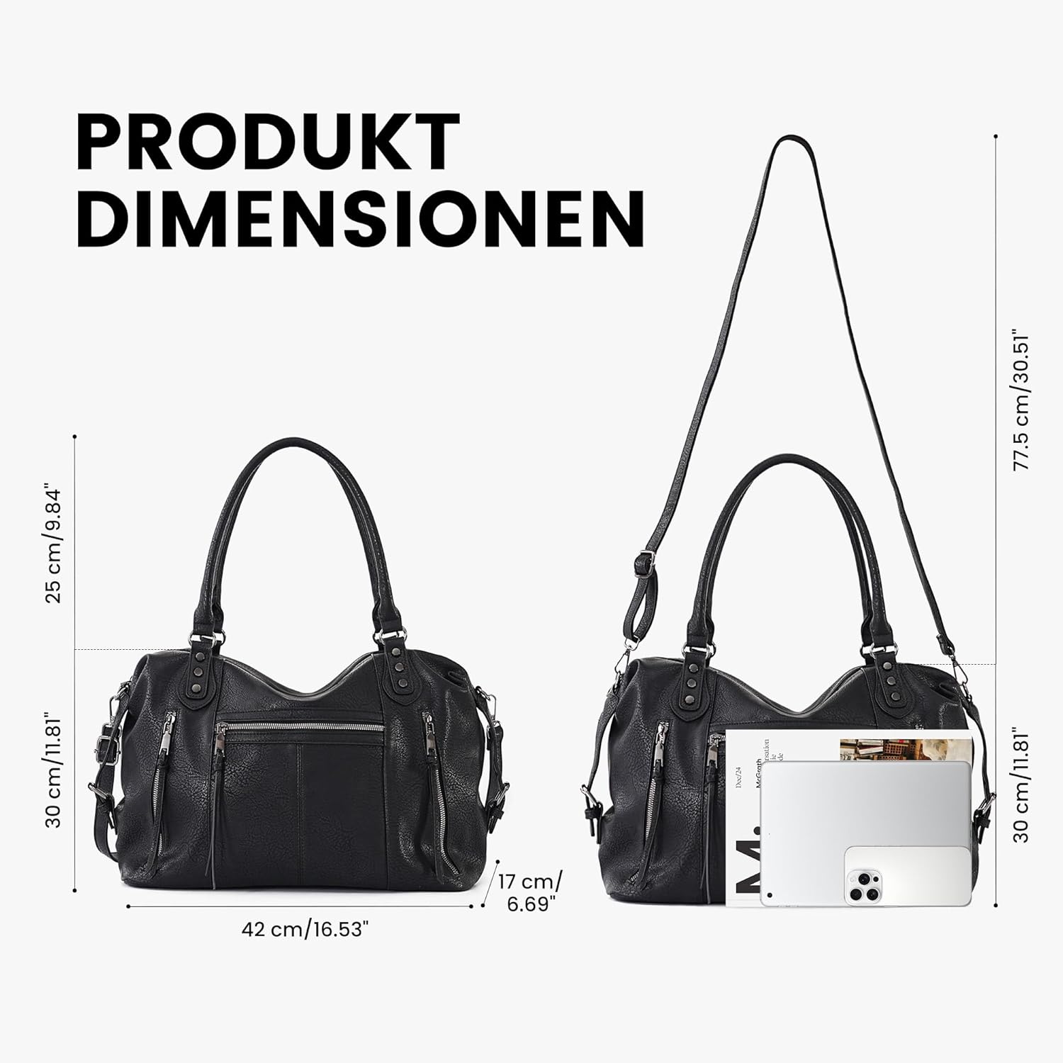 Thumbnail 4 de TANTOMI Damenhandtasche – Mittelgroße Umhängetasche & Crossbody-Tasche mit verstellbarem Riemen