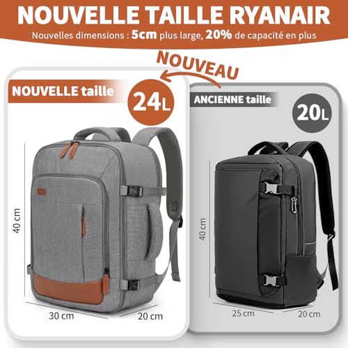 Detalle de ZOMFELT sac à dos cabine 40 × 30 × 20, 24 L, compartiment ordinateur 15,6 pouces