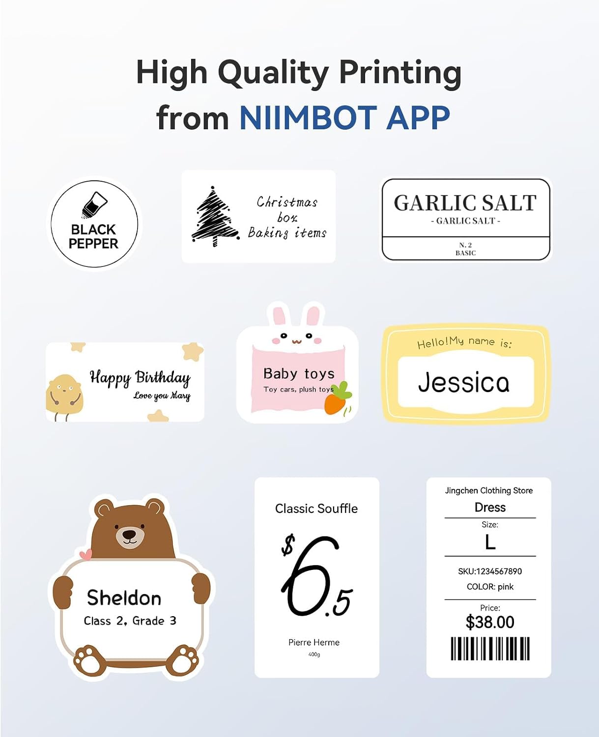 Detalle de NIIMBOT B1 Label Maker: 2-Inch Portable Bluetooth Thermal Printer