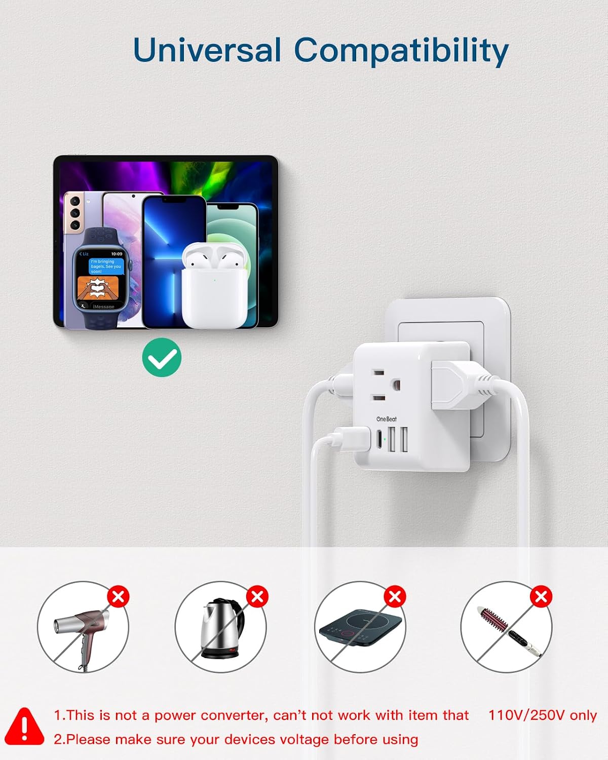 Thumbnail 5 de 2 Pack European Travel Plug Adapter 6-in-1