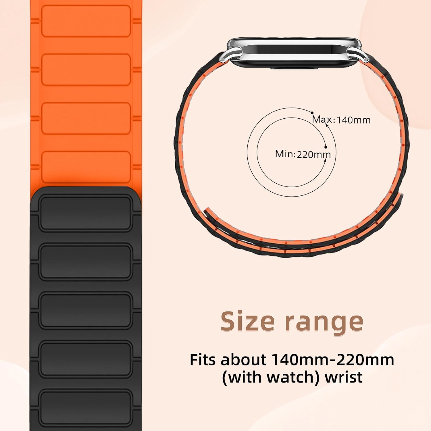 Detalle de RosMank Silicone Watch Band for Xiaomi Smart Band 8/9/10 with Magnetic Closure