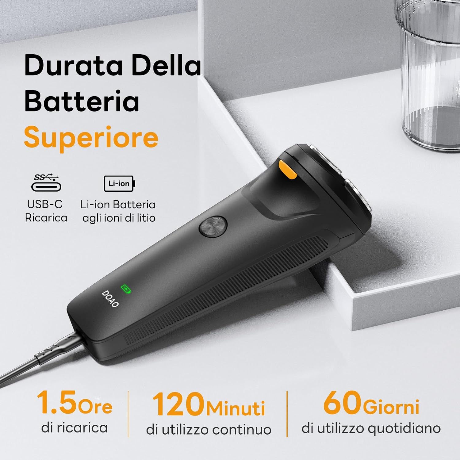 Thumbnail 5 de Rasoio Elettrico Barba 2 in 1 2025 Aggiornato: ricarica USB, testine 3D e taglio retrattile