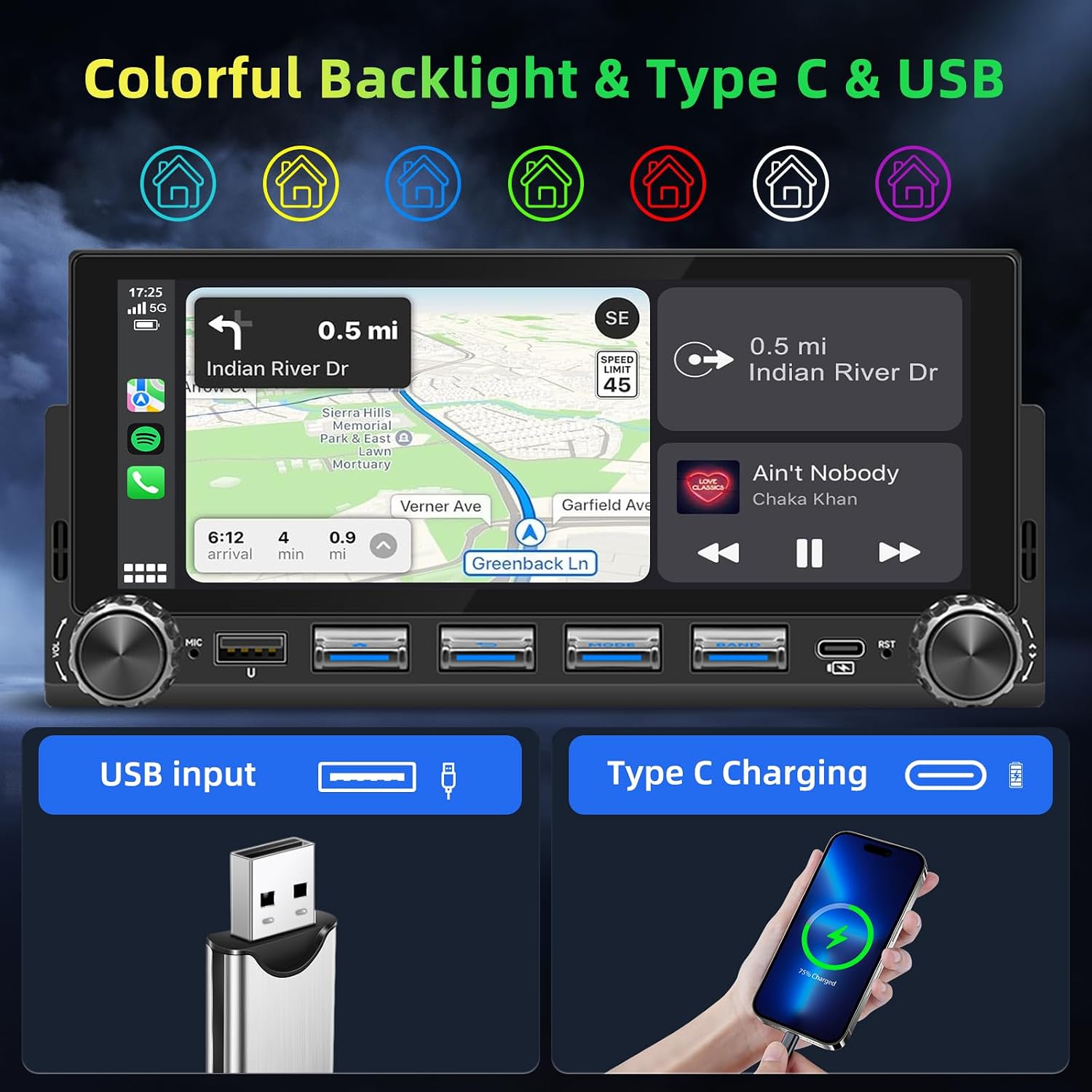 Thumbnail 5 de Autoradio 1 DIN con Schermo Wireless CarPlay & Android Auto – 6,86" HD Touch, Telecamera Retromarcia