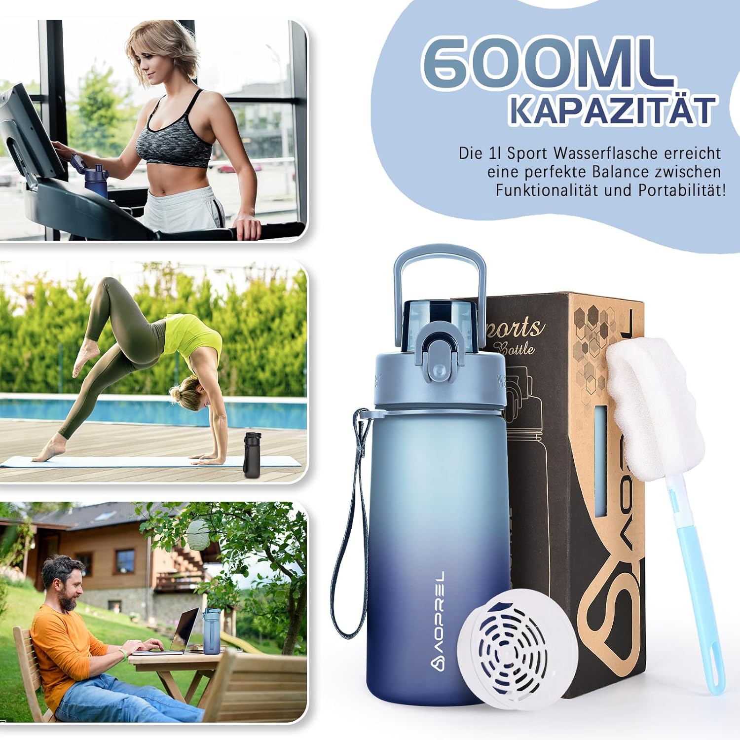 Thumbnail 6 de AOPREL Trinkflasche 600ml – BPA-frei, Tritan, auslaufsicher