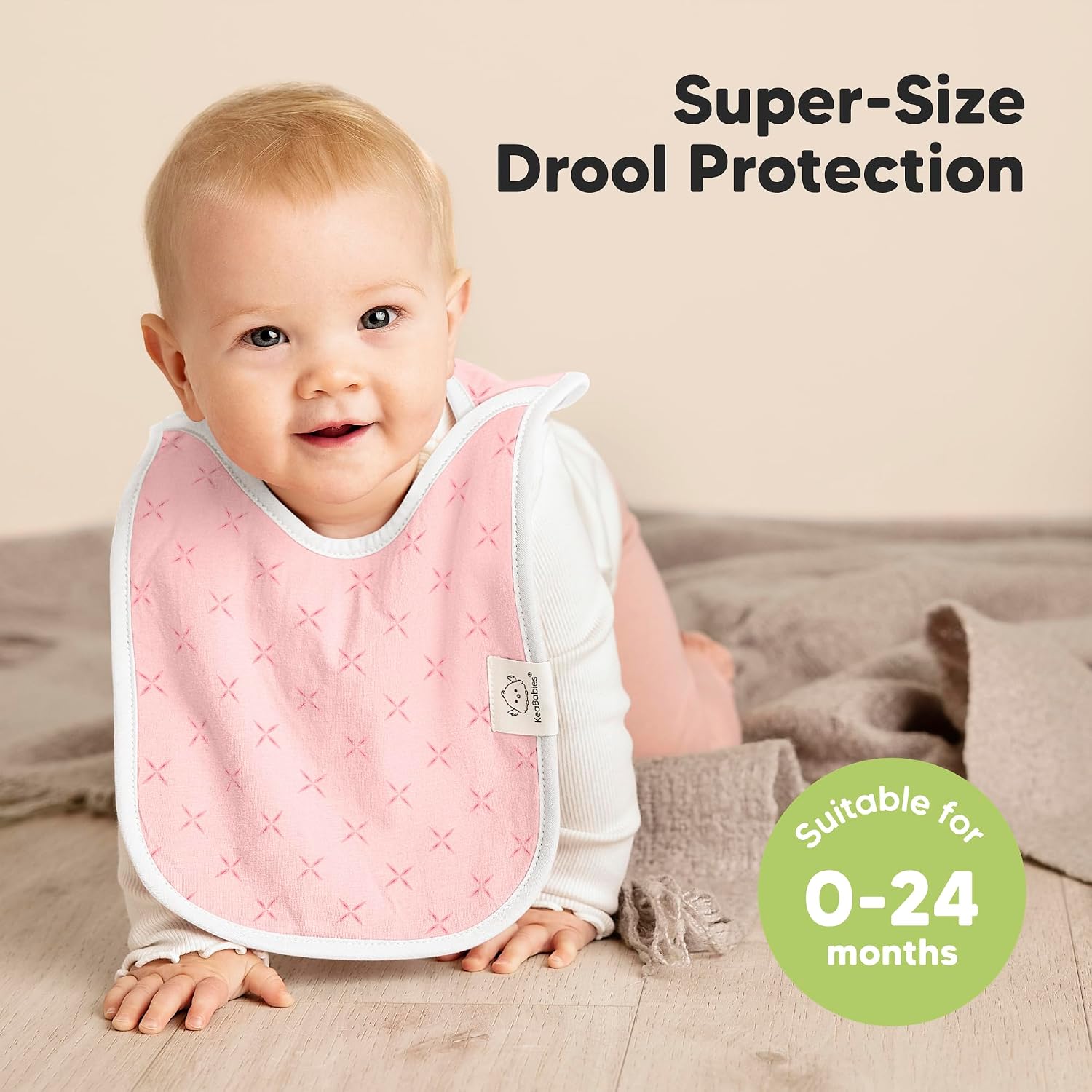 Detalle 2 de KeaBabies Hallo Baby Pullover Baby Bibs, 8-Pack, 6-36M, Blush