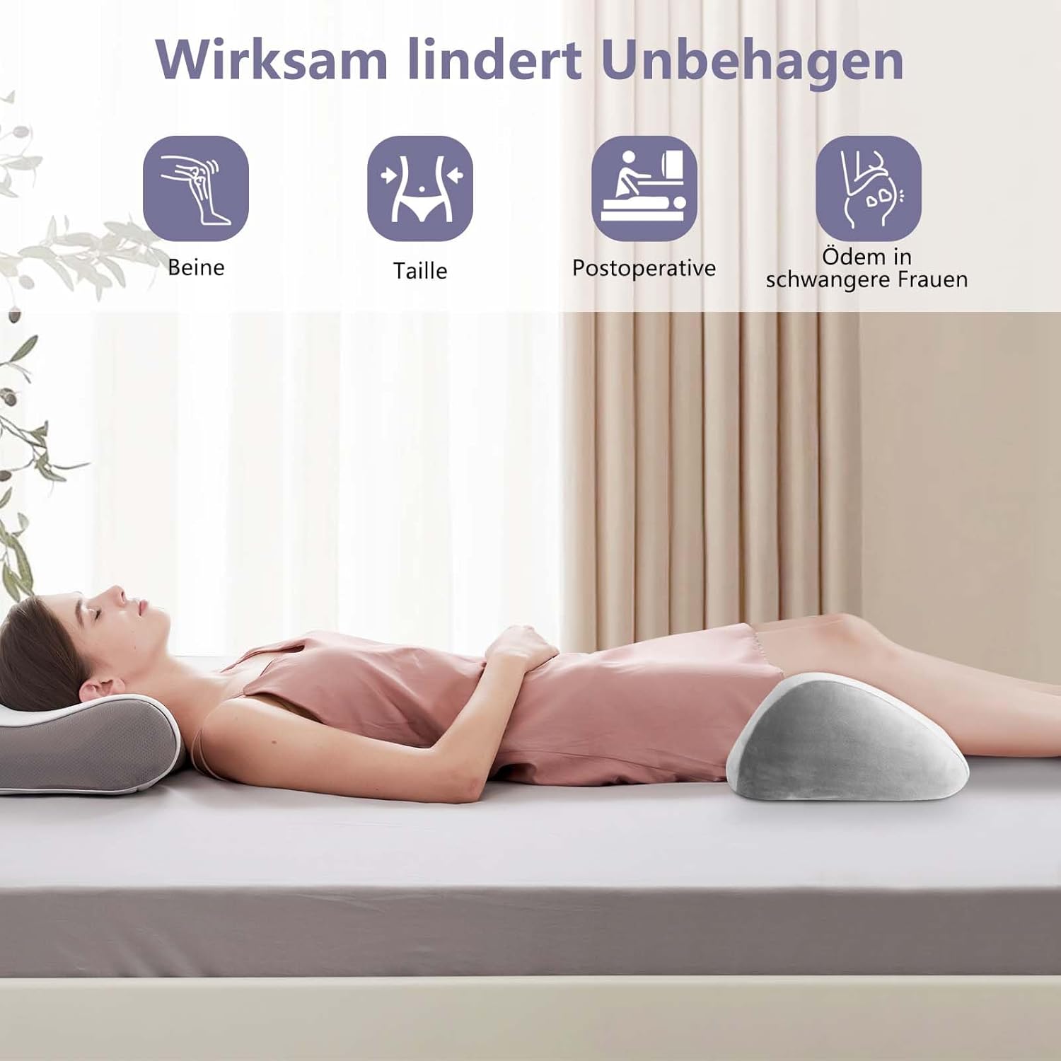 Thumbnail 4 de SeiriHelper Ergonomie-Kniekissen für Schlafen (Memory-Schaum, Hellgrau) 50 × 30 × 14,5 cm