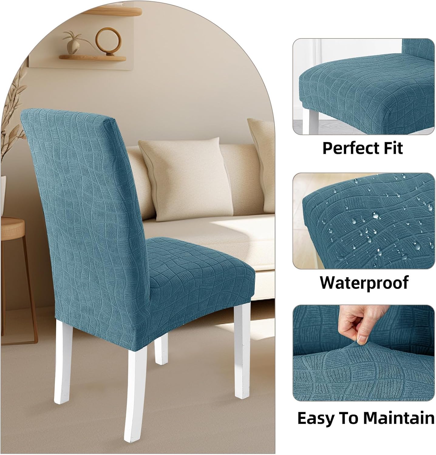 Thumbnail 4 de Ystyle Housse de chaise 6 pièces turquoise, housses extensibles élastiques lavables
