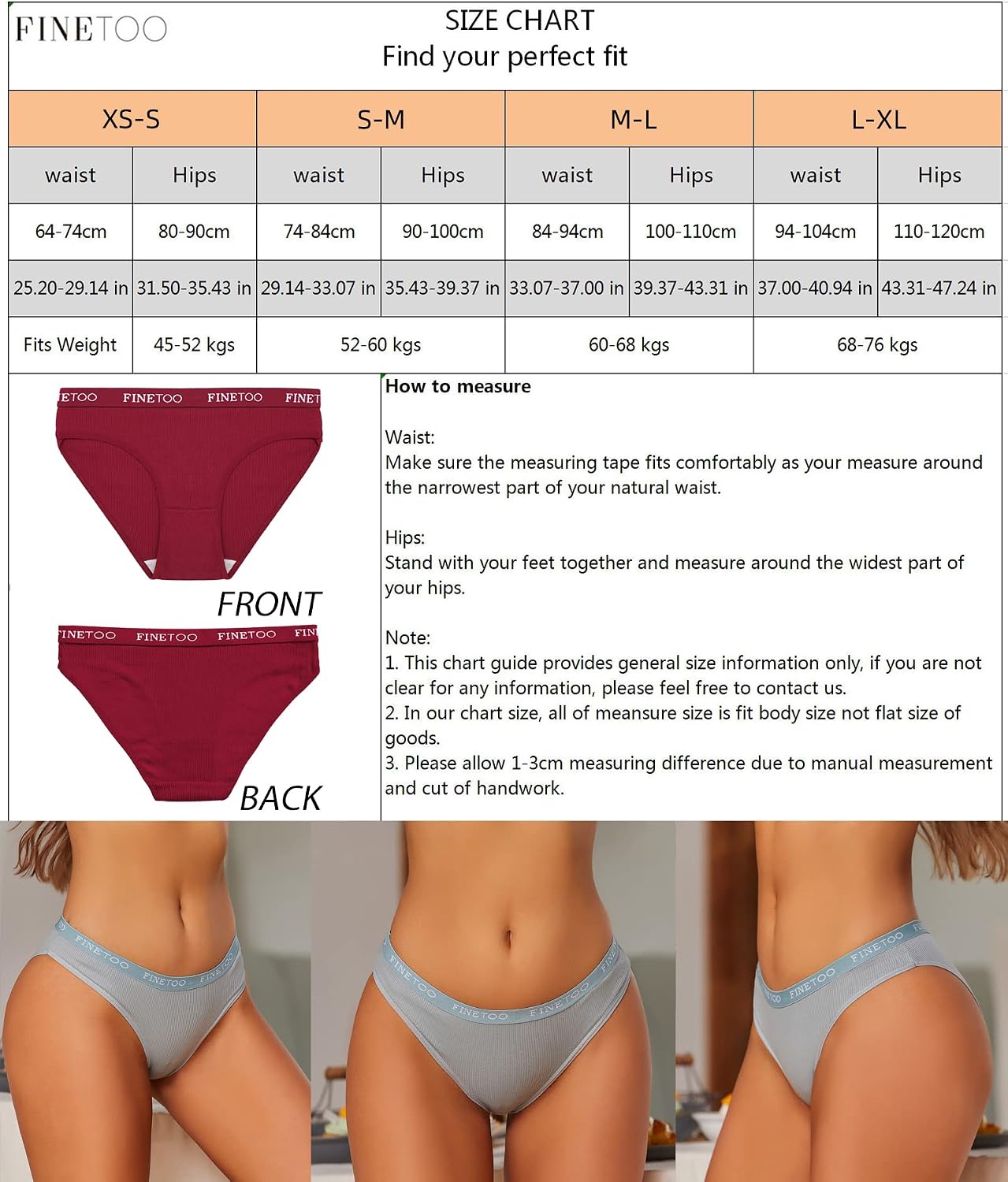 Thumbnail 5 de FINETOO Baumwoll Slips Damen 10er Pack