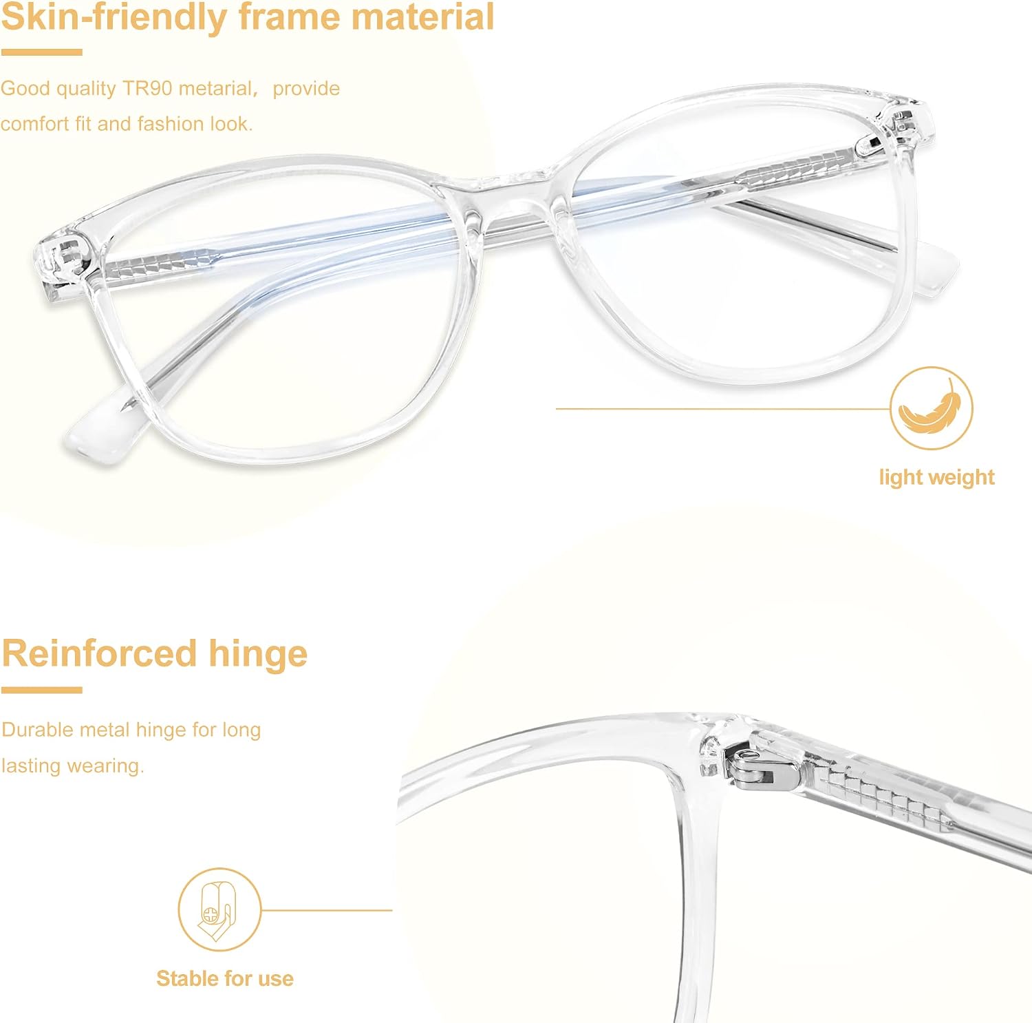 Detalle 2 de Madison Avenue Blaulichtfilter Brille für Damen (TR90) – ohne Sehstärke, mit Metallscharnier