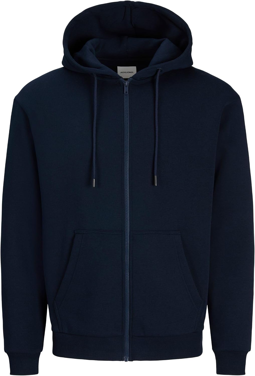 Detalle de Jack & Jones Zip Hoodie Plain con zip e vestibilità relaxed