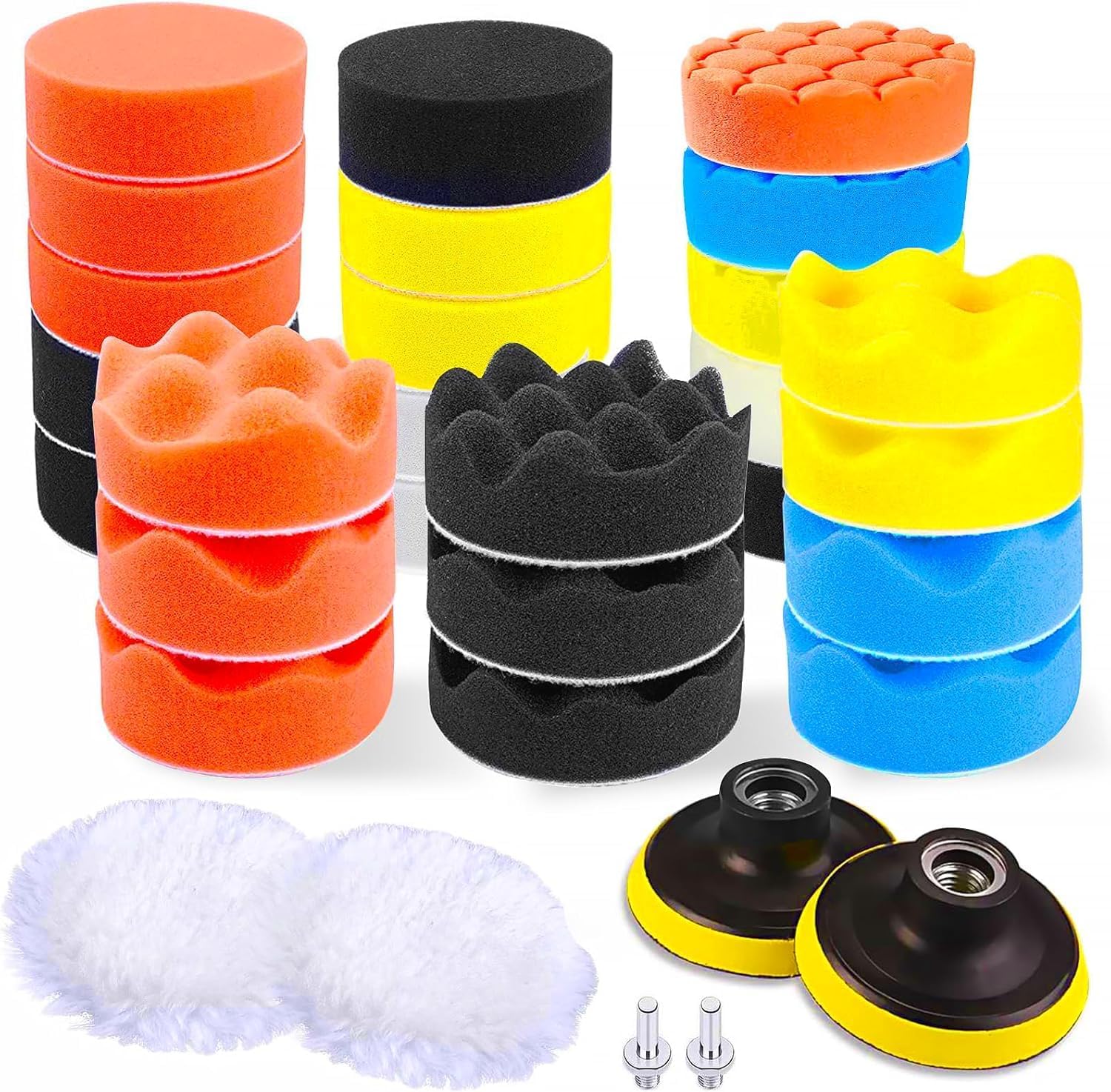 Thumbnail 6 de BASVII 31 Kit Polissage Voiture – 25 pièces, pad 80 mm et tampons laine, adaptable perceuse