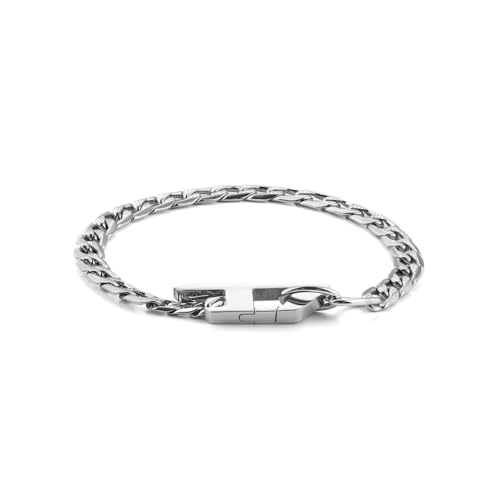 Detalle de Diesel Pulsera de Cadena para Hombre de Acero Inoxidable, DX1496040, Plata Arena