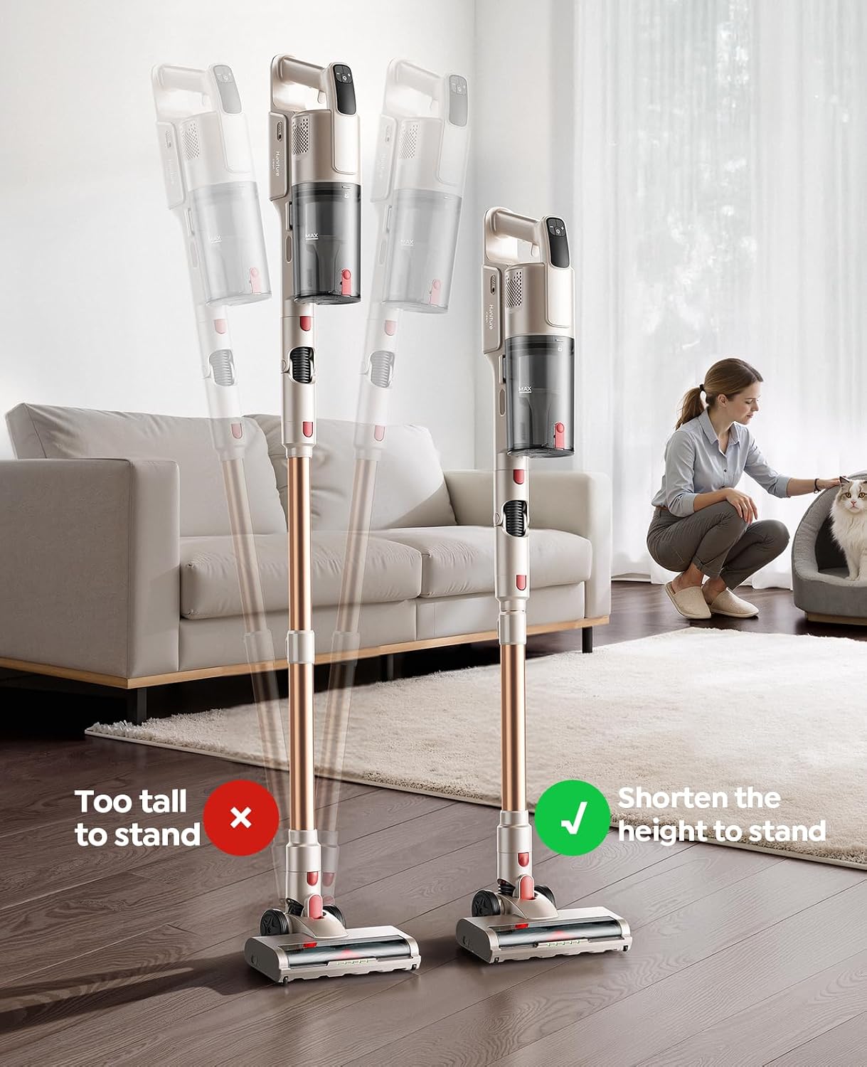 Detalle de Honiture Clean Cordless Vacuum Cleaner - 45KPa/550W, 50min Runtime, 90° Foldable Tube