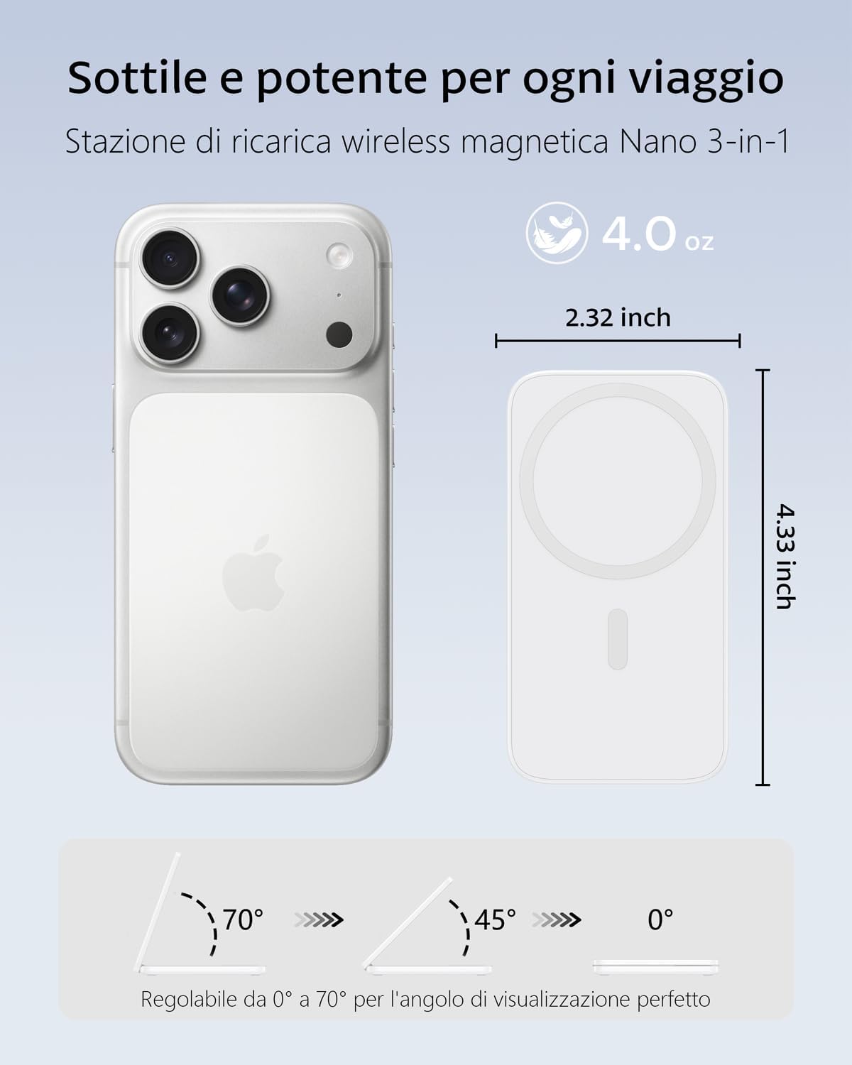 Thumbnail 5 de Caricatore Wireless 3 in 1 MagSafe pieghevole da 15W: ricarica simultanea per iPhone, Apple Watch e AirPods