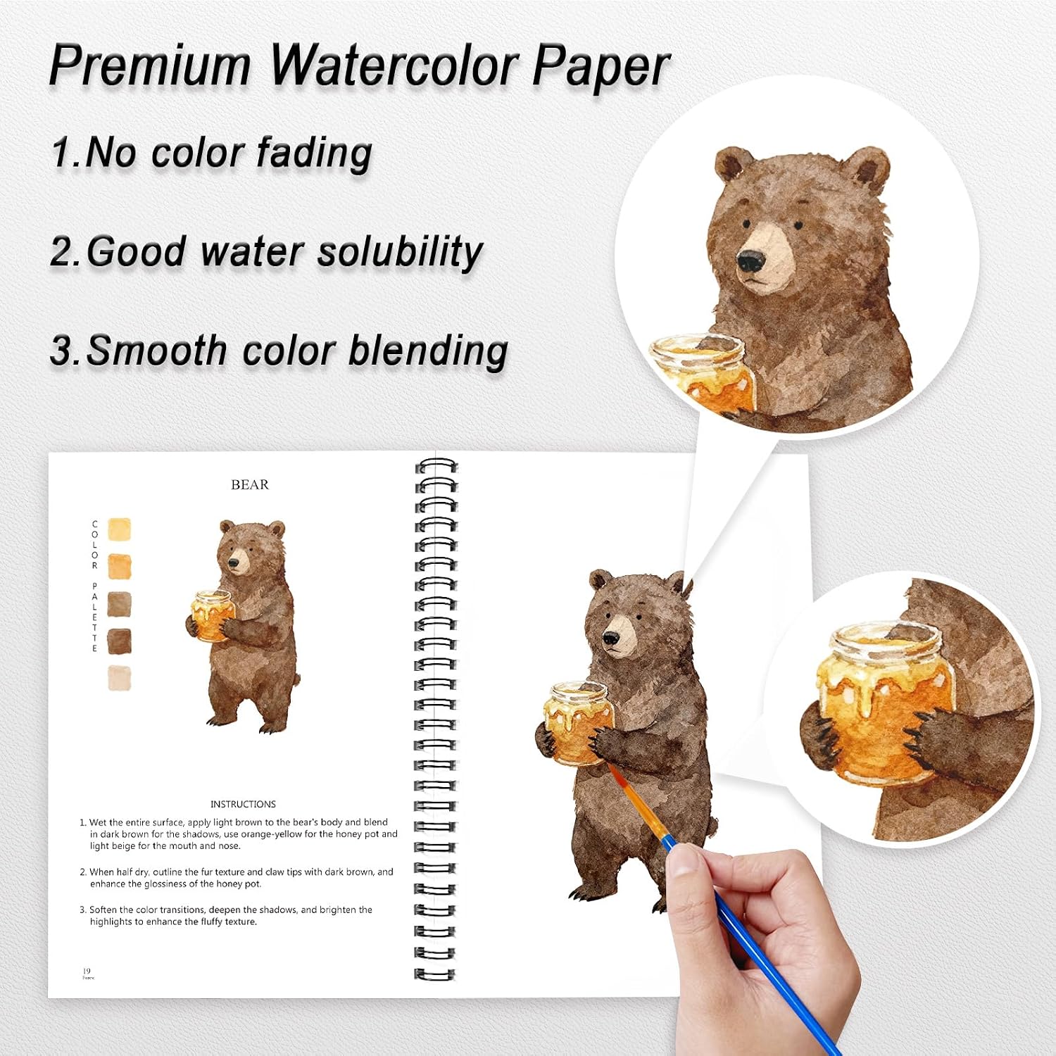 Detalle 2 de Terself WW-003-4Y Forest Watercolor Workbook with 16 Colors and Guided Designs