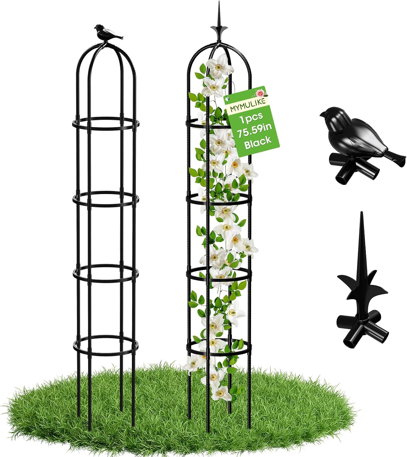Detalle de MYMULIKE Trellis for Climbing Plants, 192x30cm Garden Obelisk – Rustproof Metal with Plastic Coating
