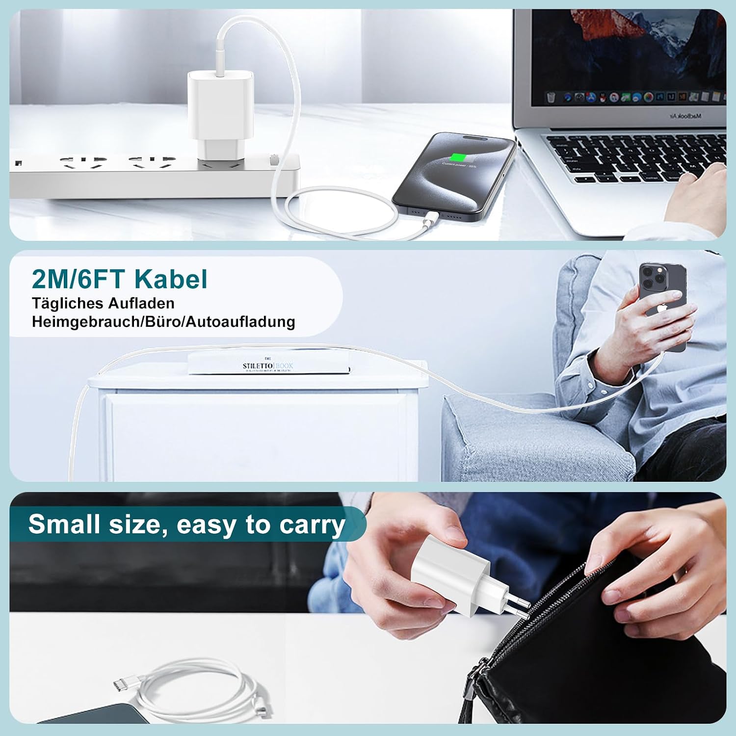 Thumbnail 6 de DGVERS 20W USB‑C Ladegerät & 2m USB‑C Kabel – Schnelles Laden für iPhone 17/16/15 und iPad, MFi-zertifiziert