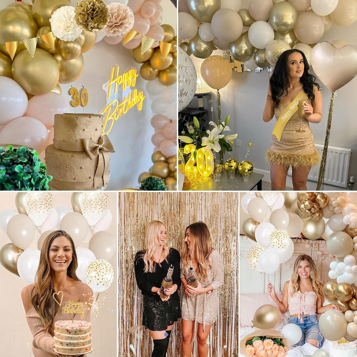 Thumbnail 4 de Geburtstagsdeko Gold Beige Weiß Set