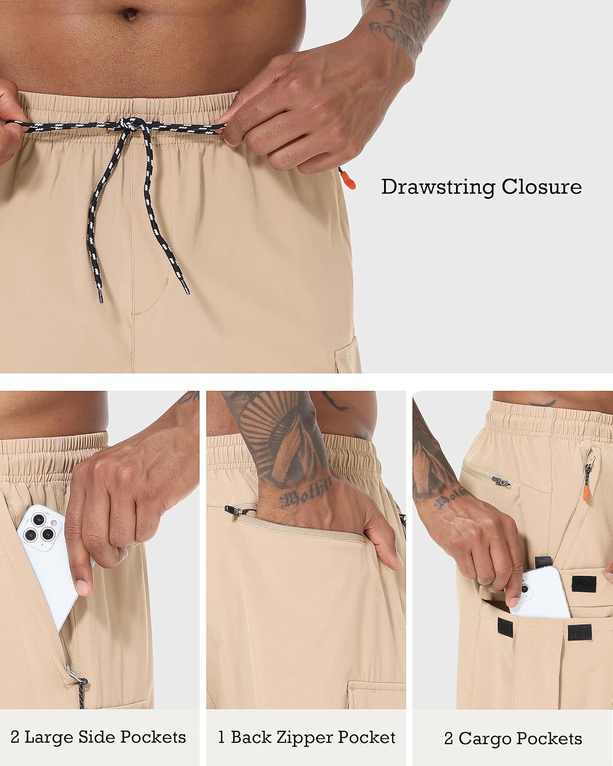 Thumbnail 4 de Men’s Cargo Shorts Quick Dry Lightweight Stretch Hiking Shorts (5 Pockets, No Lining)
