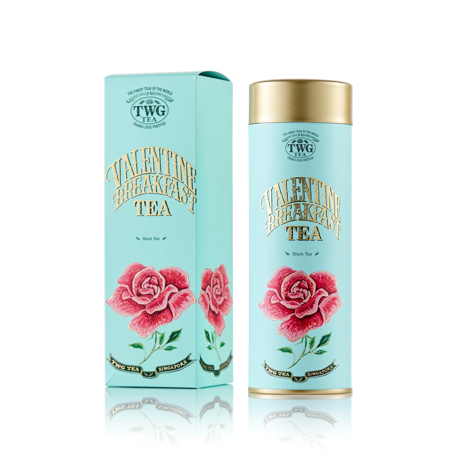TWG Tea Valentine Breakfast Tea – Schwarzer Tee mit Zuckerperlen & Beeren, Haute Couture Dose, 100 g Geschenkset