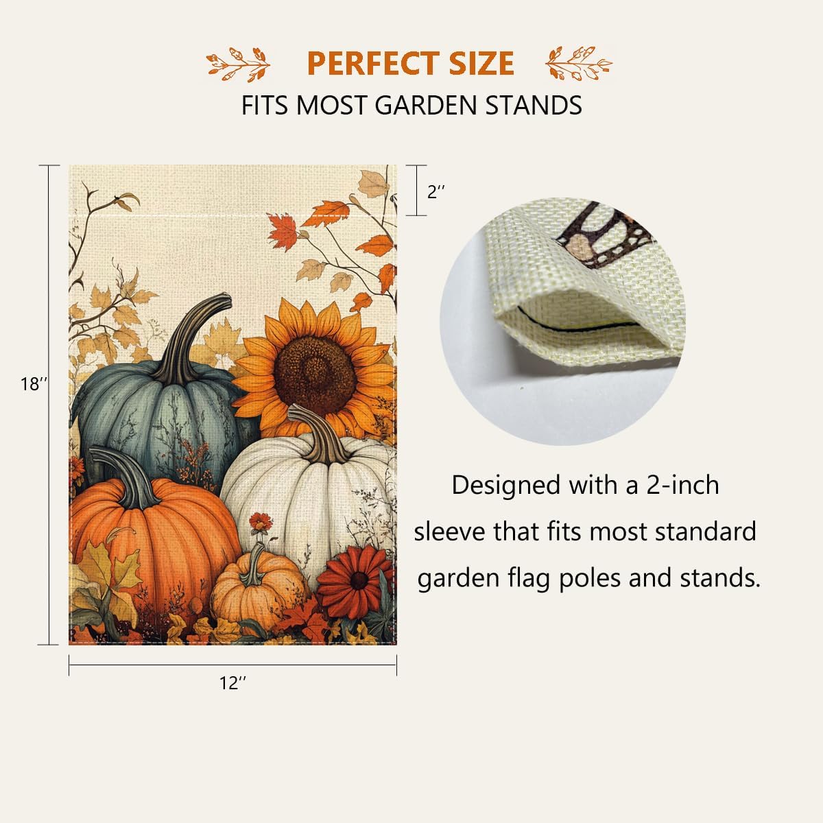 Detalle de Hsrvivi CN Fall Garden Flag, Double-Sided 12 x 18 Inch Pumpkin Design