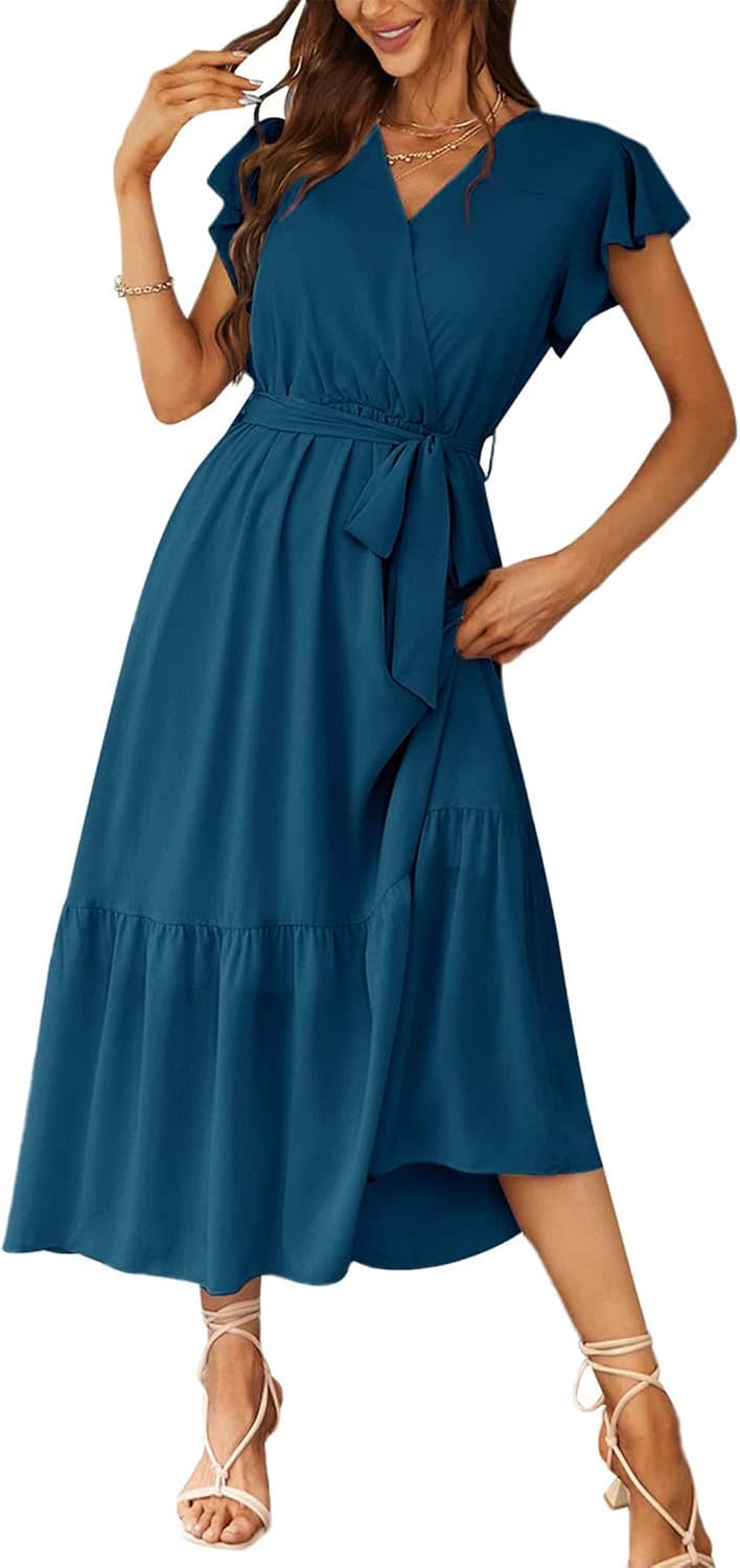 Detalle de PRETTYGARDEN Women's Chiffon Maxi Dress