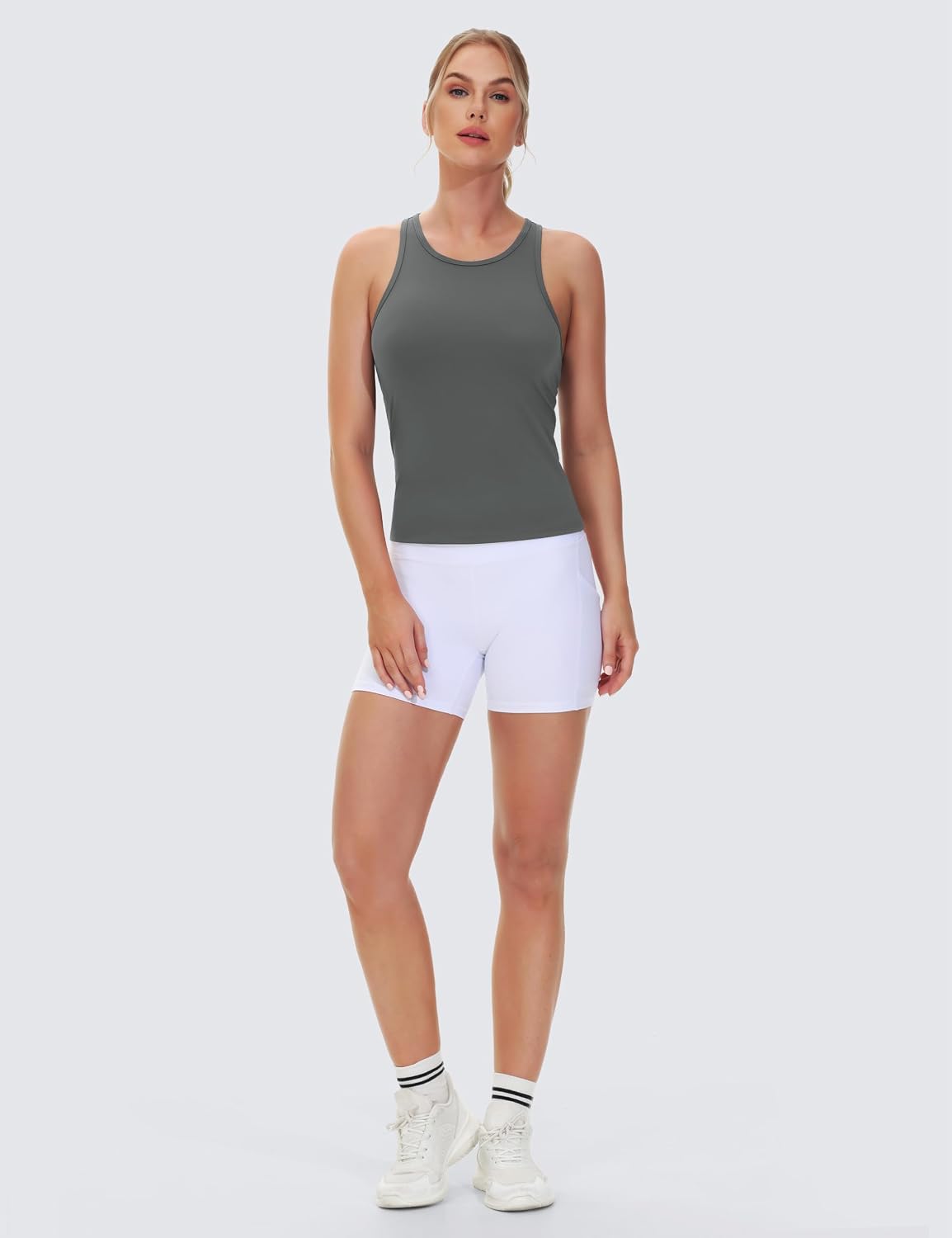 Detalle de THE GYM PEOPLE Débardeur dos nageur ajusté pour femme 🧘♀