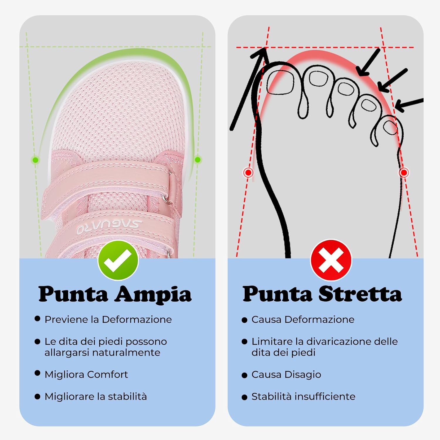 Thumbnail 1 de SAGUARO Scarpe Barefoot Bambini sneakers minimaliste con punta ampia, chiusura a strappo (Gr. 25-35)