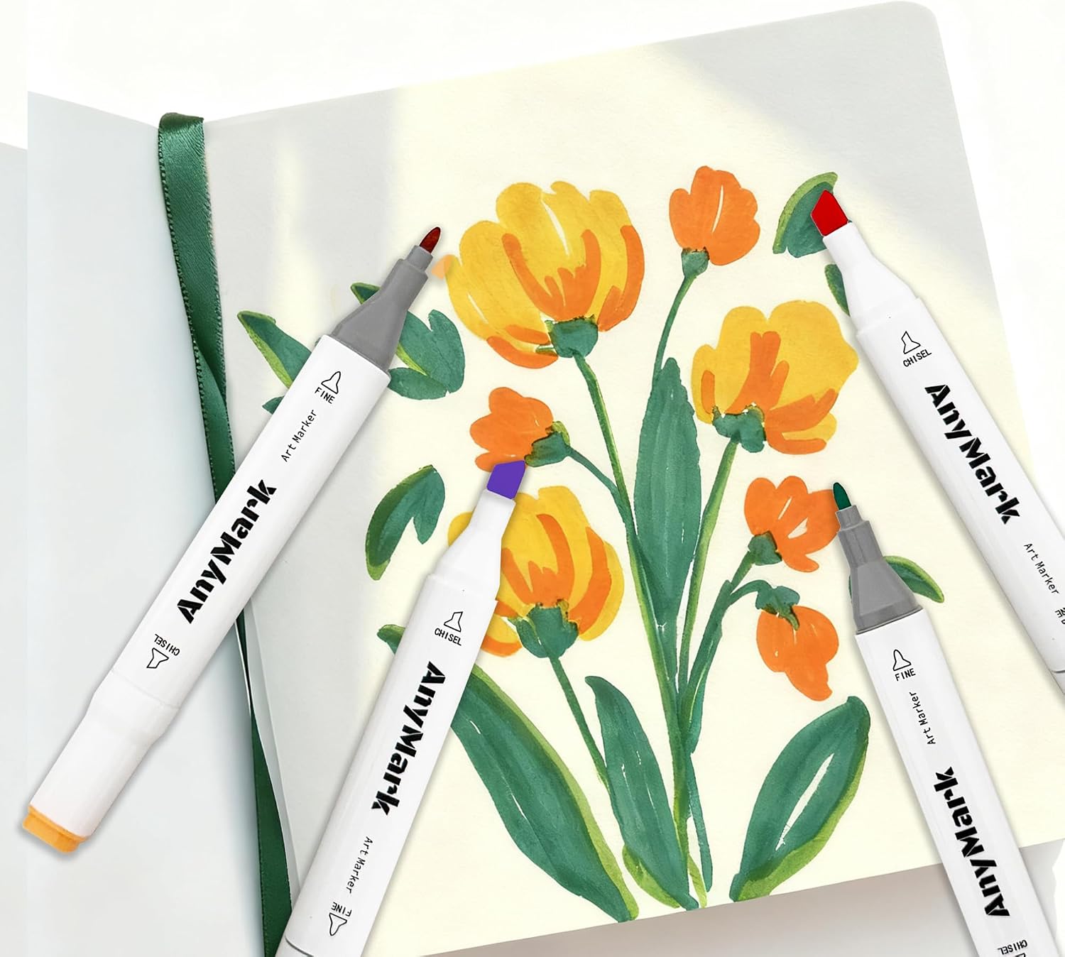 Thumbnail 5 de AnyMark Feutres alcool 60 couleurs: ensemble double pointe pour dessin et coloriage