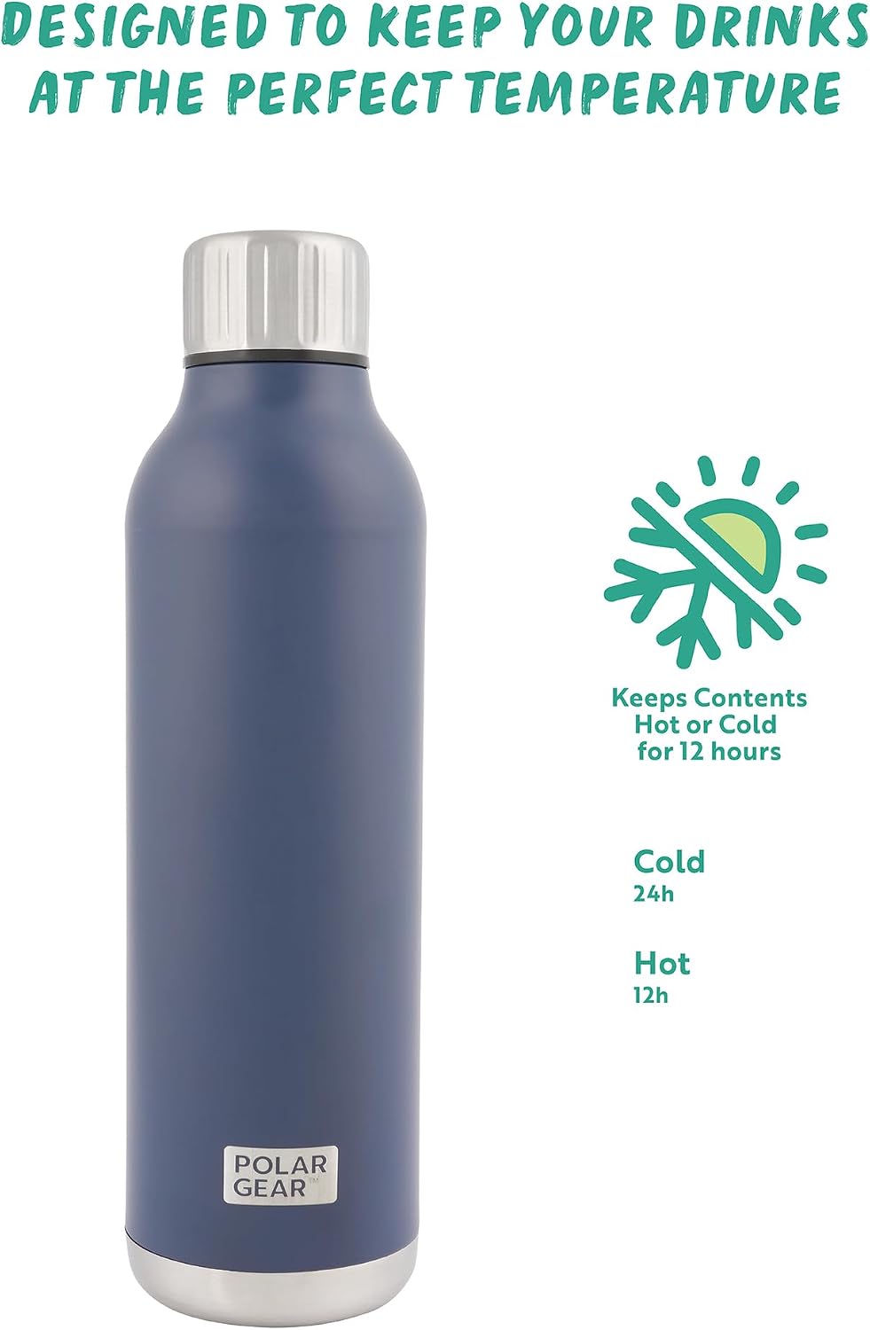 Thumbnail 2 de Polar Gear 500ml Stainless Steel Water Bottle Indigo