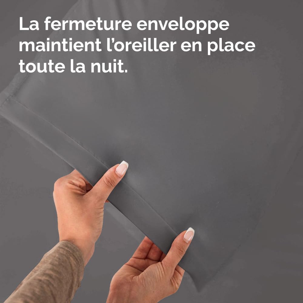 Thumbnail 5 de CGK Unlimited lot de 2 taies d’oreiller 65x65 cm gris foncé en microfibre ultra douce