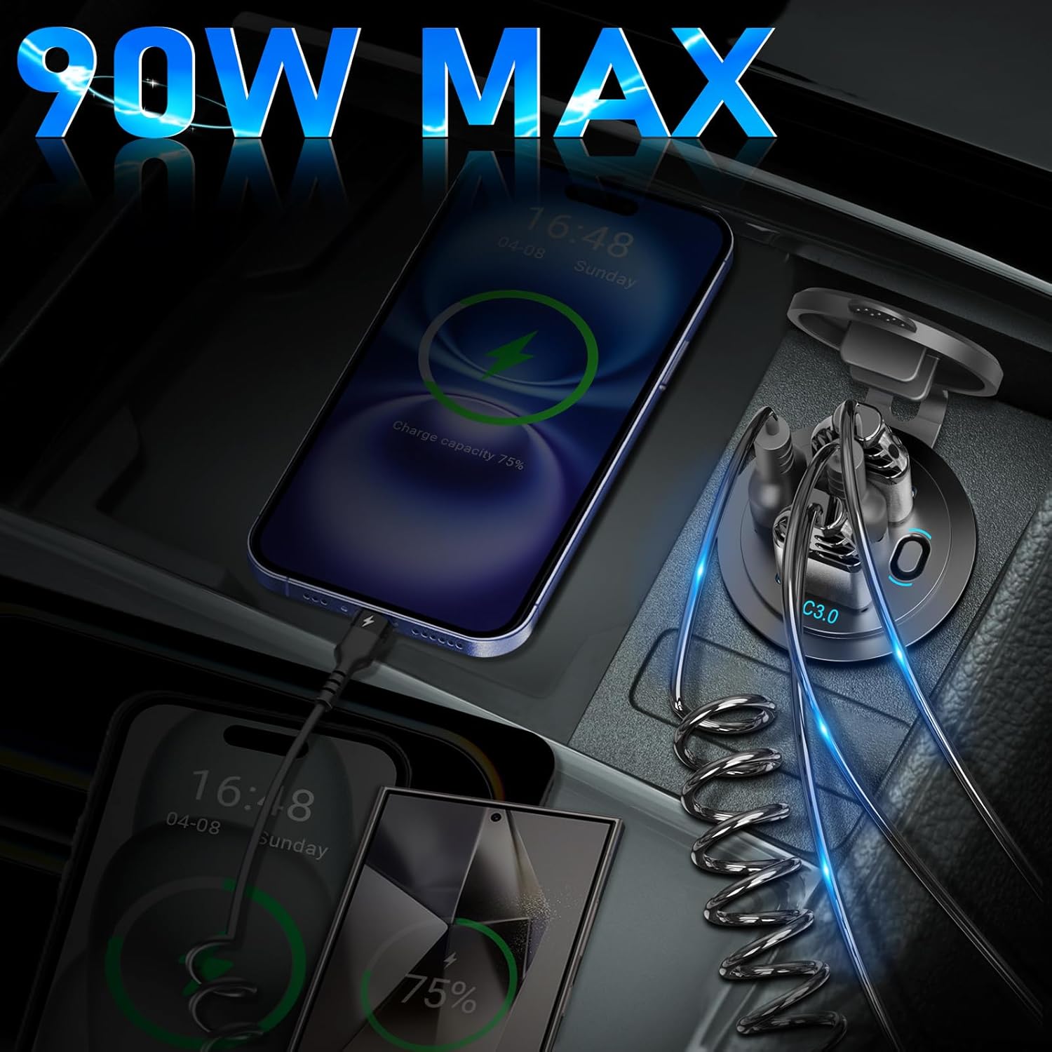 Thumbnail 1 de USB C PD Steckdose 12V 90W 4‑Ports