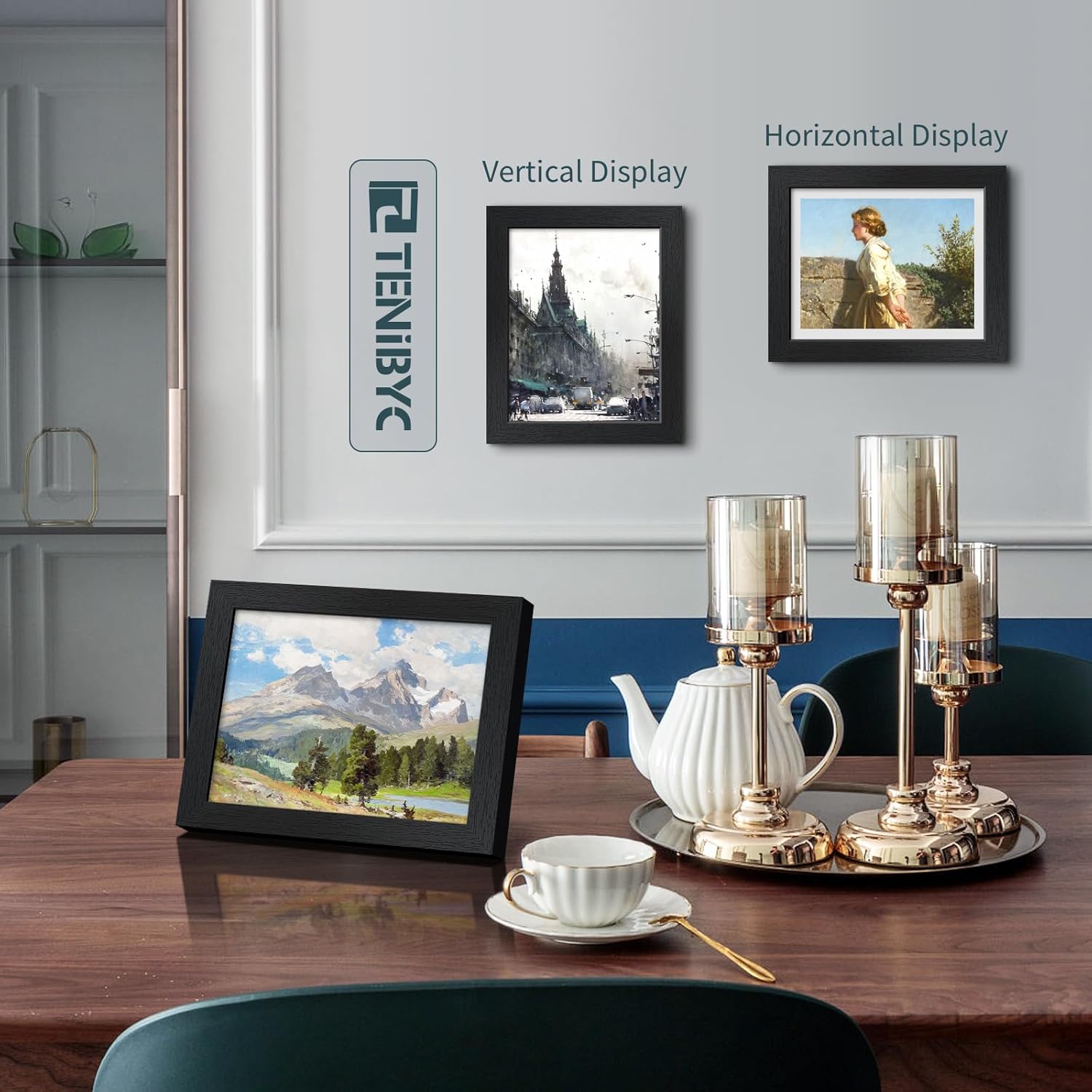 Thumbnail 5 de TENIBYC 8x10 Picture Frame Set (3 Pack) in Textured Black Solid Wood with HD Tempered Glass