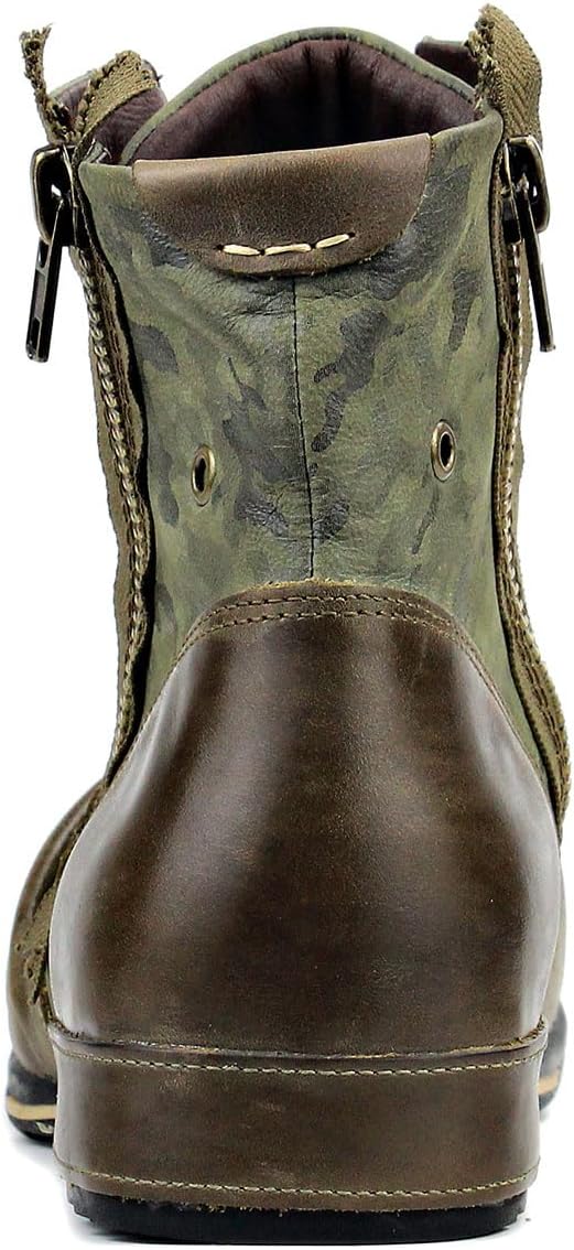 Detalle de COWSDELLA Herren Echtes Leder Chukka Stiefel mit Reißverschluss 5008-8-DE-R – robust, vielseitig und stylisch