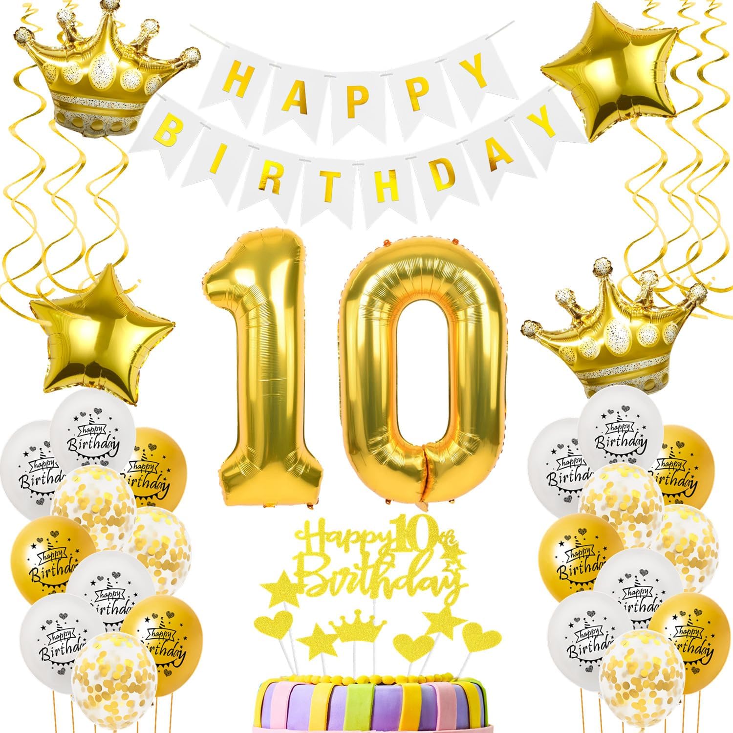 Detalle de Luftballons 19. Geburtstag Weiß Gold 32" 🎈