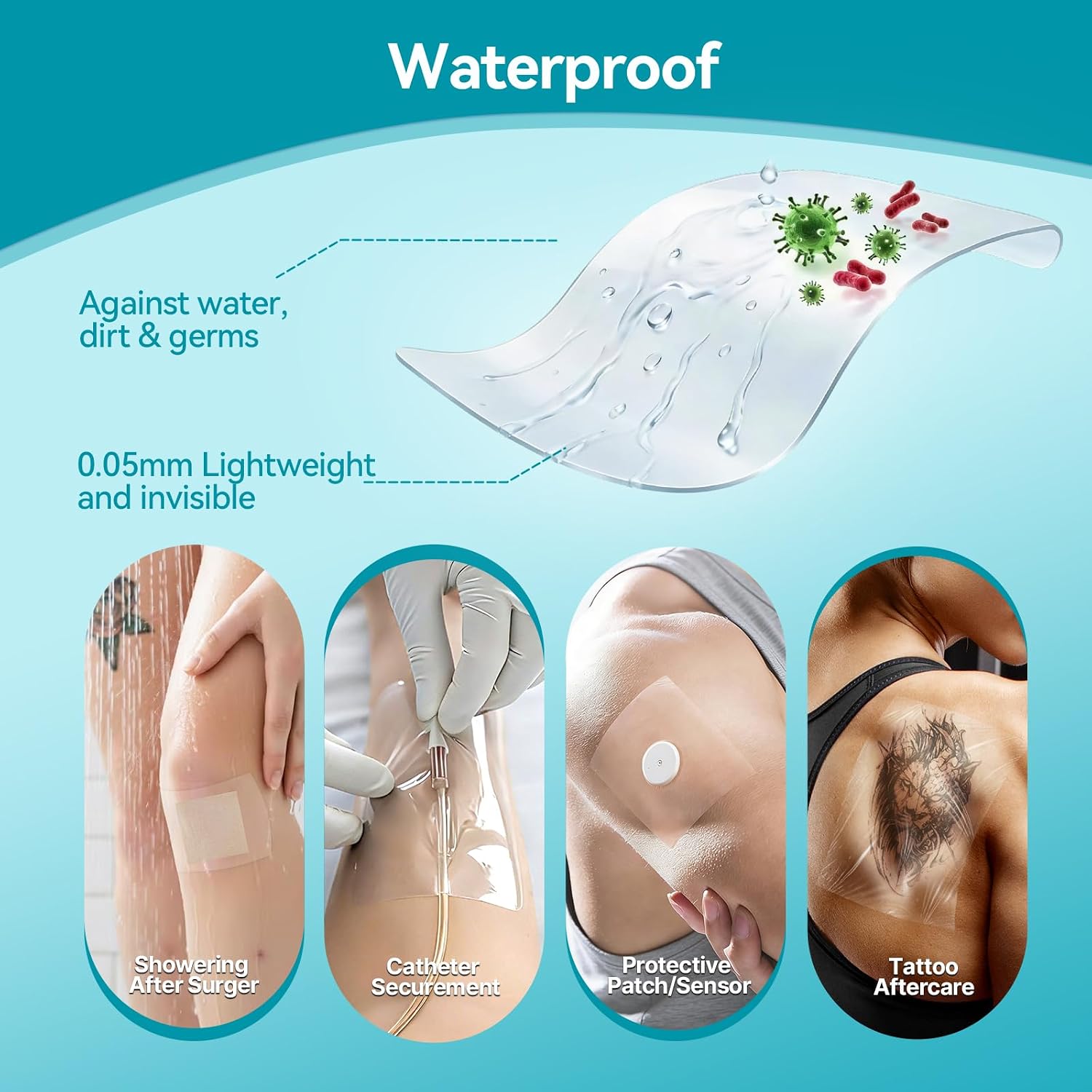 Detalle 2 de Dimora Transparent Film Dressing 6 cm x 7 cm (30 pcs): Clear, Waterproof Wound Care Patch