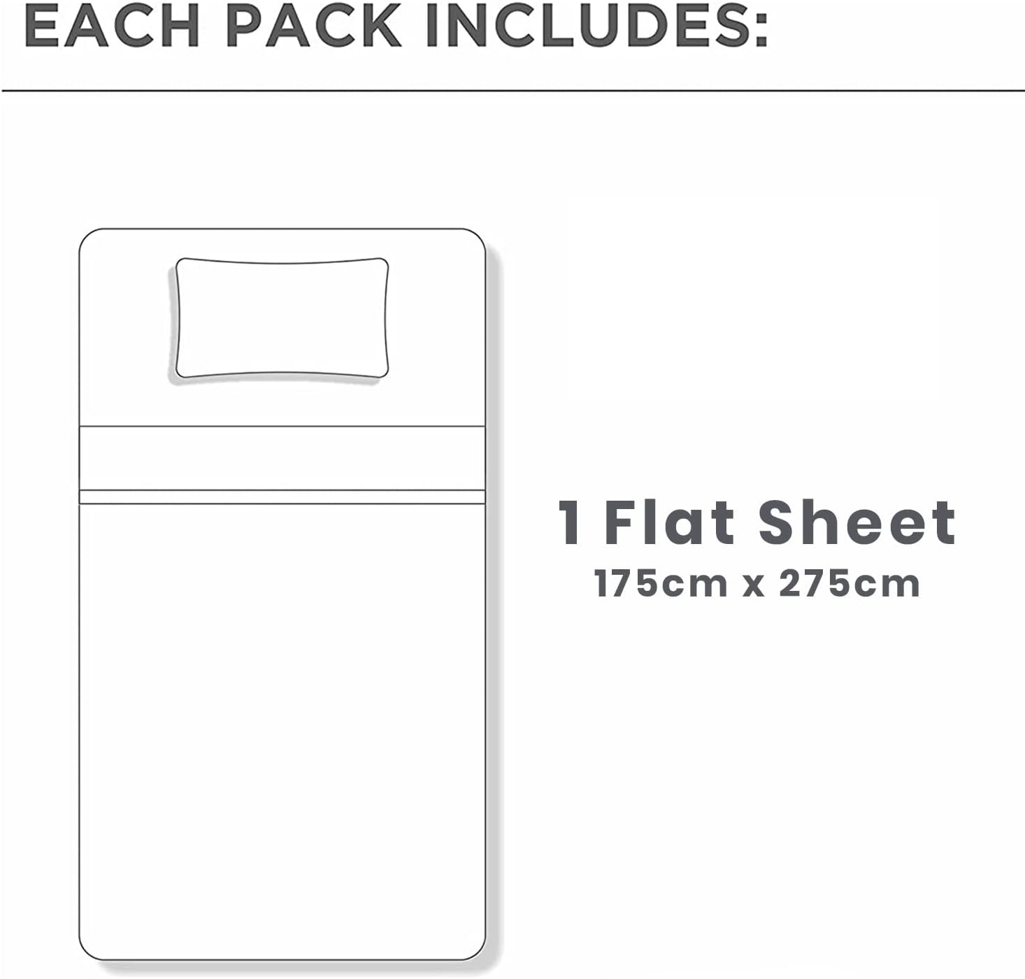 Detalle de Yorkshire Bedding Single Bed Flat Sheet in 100% Egyptian Cotton (200 Thread Count) – White – 175 cm x 275 cm