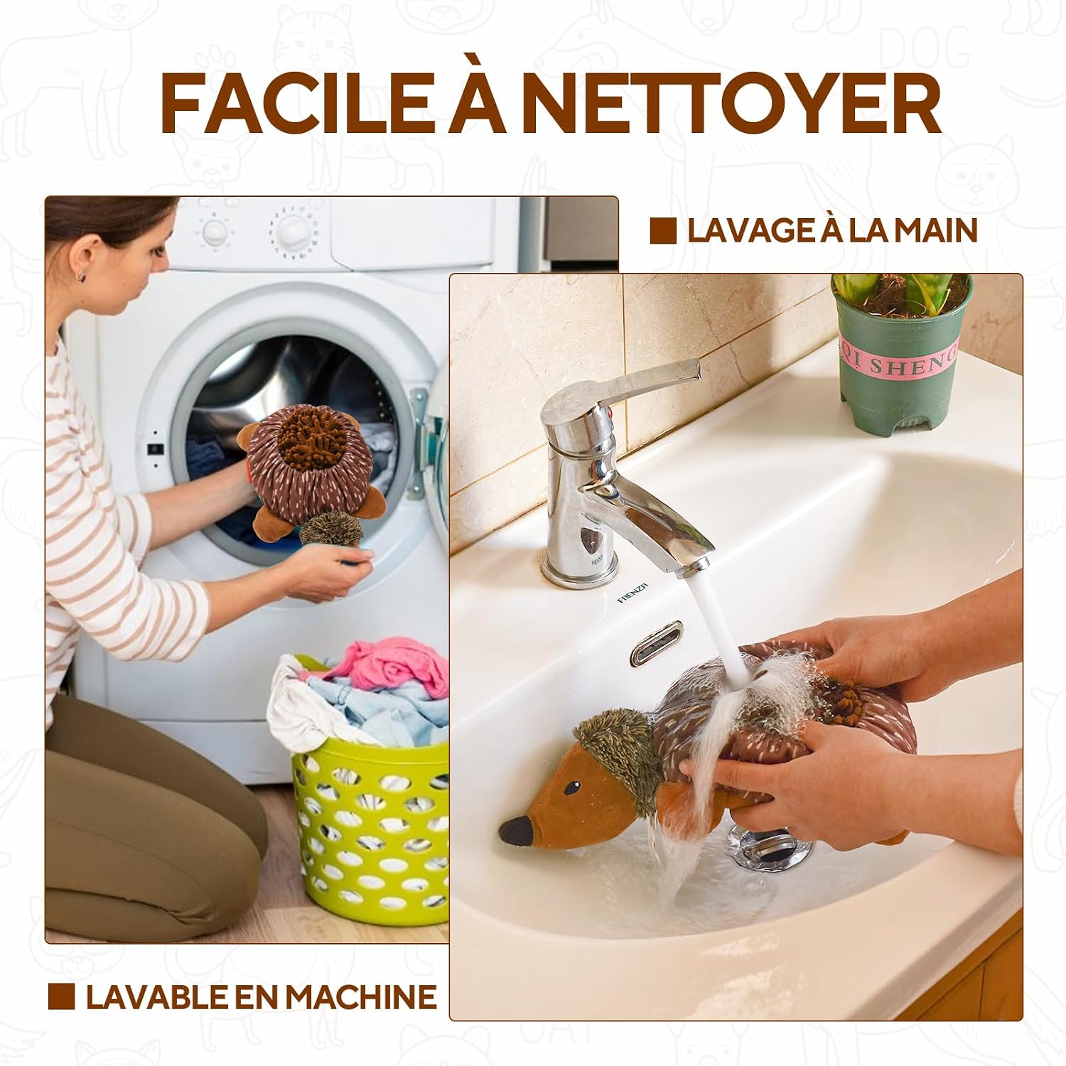 Detalle 2 de LIFLIX Jouet Interactif 2 en 1 pour Chien en forme de Hérisson – Tendre jouet peluche et renifleur