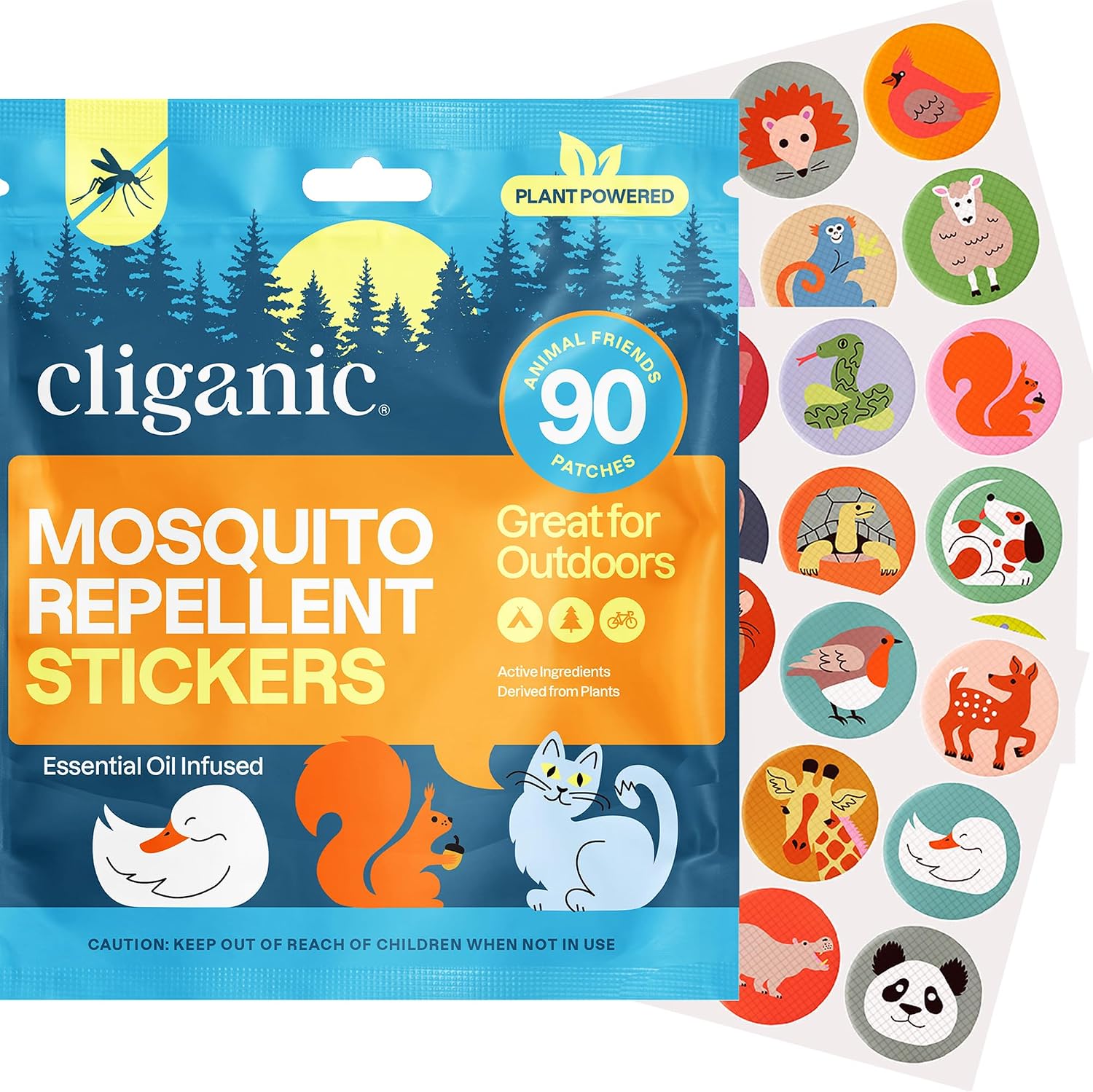 Detalle de Cliganic CL-GA-006-90 Mosquito Repellent Stickers, 90-Pack, Plant-Based Oils
