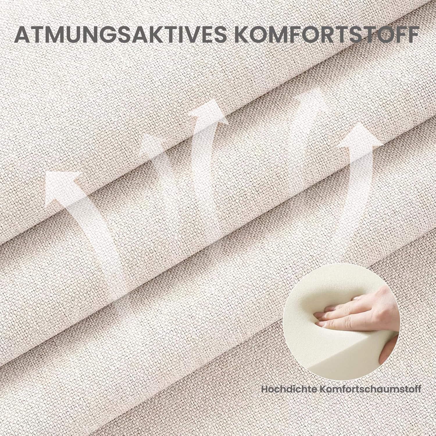 Thumbnail 6 de COLAMY Küchenstuhl 2er Set – Moderner Polsterstuhl mit fester Rückenlehne, Beige, Holzbein