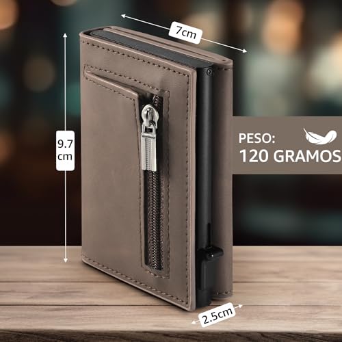 Detalle de Tomylv Carteras para Hombre RFID Bloqueo Tarjetero Marrón
