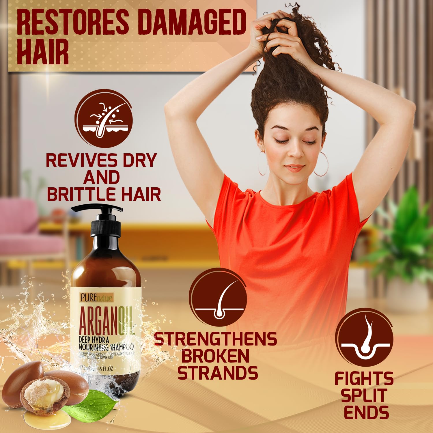Detalle 2 de PURE NATURE LUX SPA 26 Moroccan Argan Oil Shampoo, Sulfate- and Paraben-Free