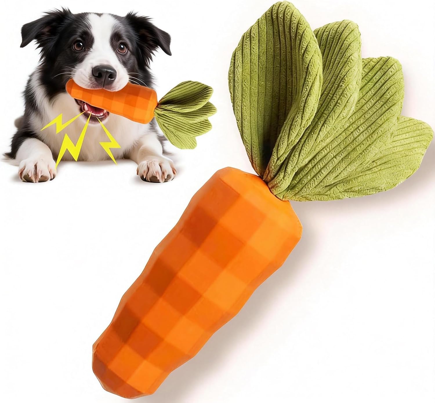 Detalle de Nidoul Carrot Dog Toys: Indestructible Rubber Toy for Aggressive Chewers (Medium to Large Dogs)